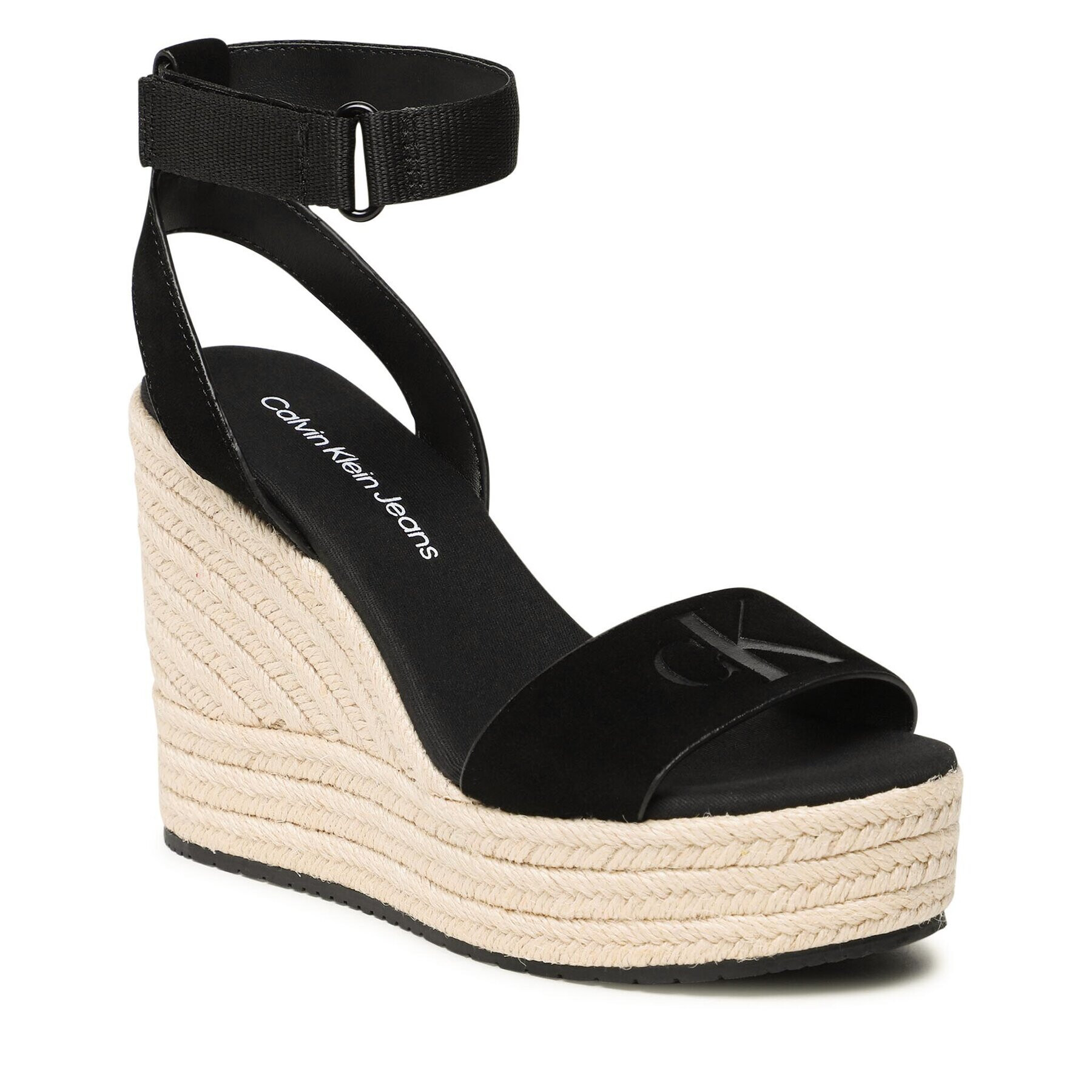 Calvin Klein Jeans Espadrile Wedge Sandal Su Con YW0YW01026 Črna - Pepit.si