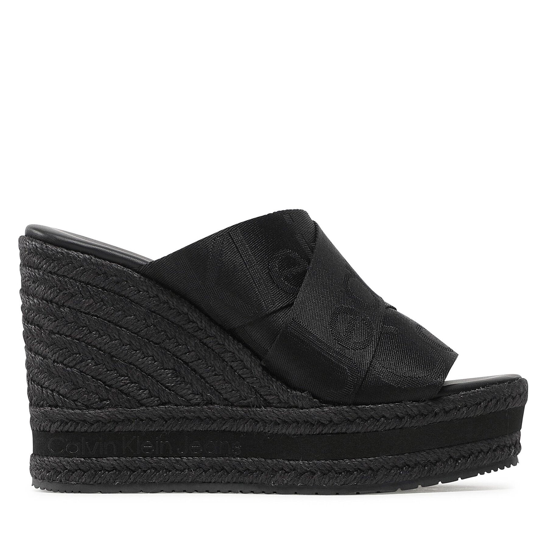 Calvin Klein Jeans Espadrile Wedge Sandal Webbing YW0YW00961 Črna - Pepit.si