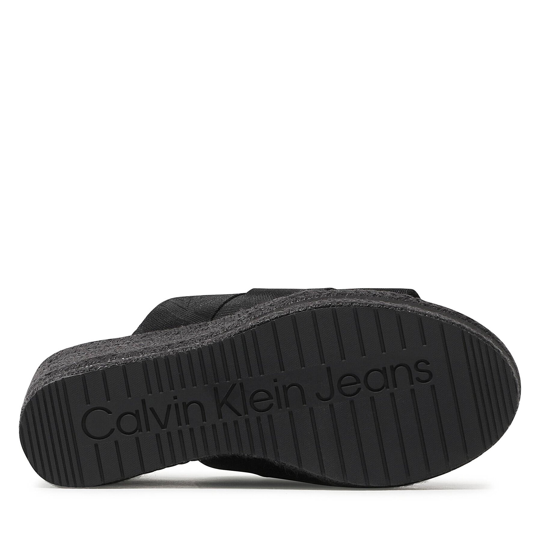 Calvin Klein Jeans Espadrile Wedge Sandal Webbing YW0YW00961 Črna - Pepit.si