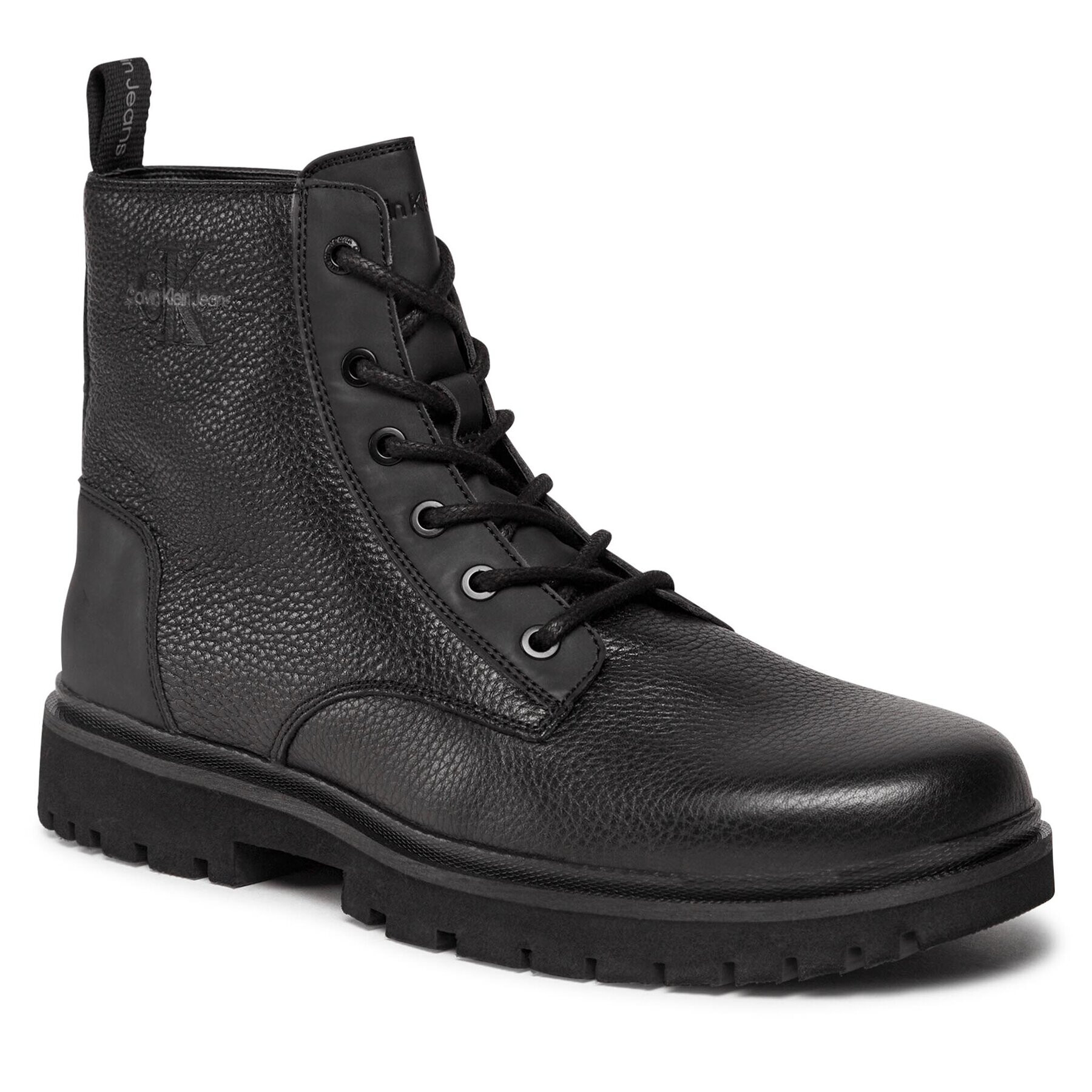 Calvin Klein Jeans Gležnjarji Eva Mid Laceup Boot Lth YM0YM00751 Črna - Pepit.si