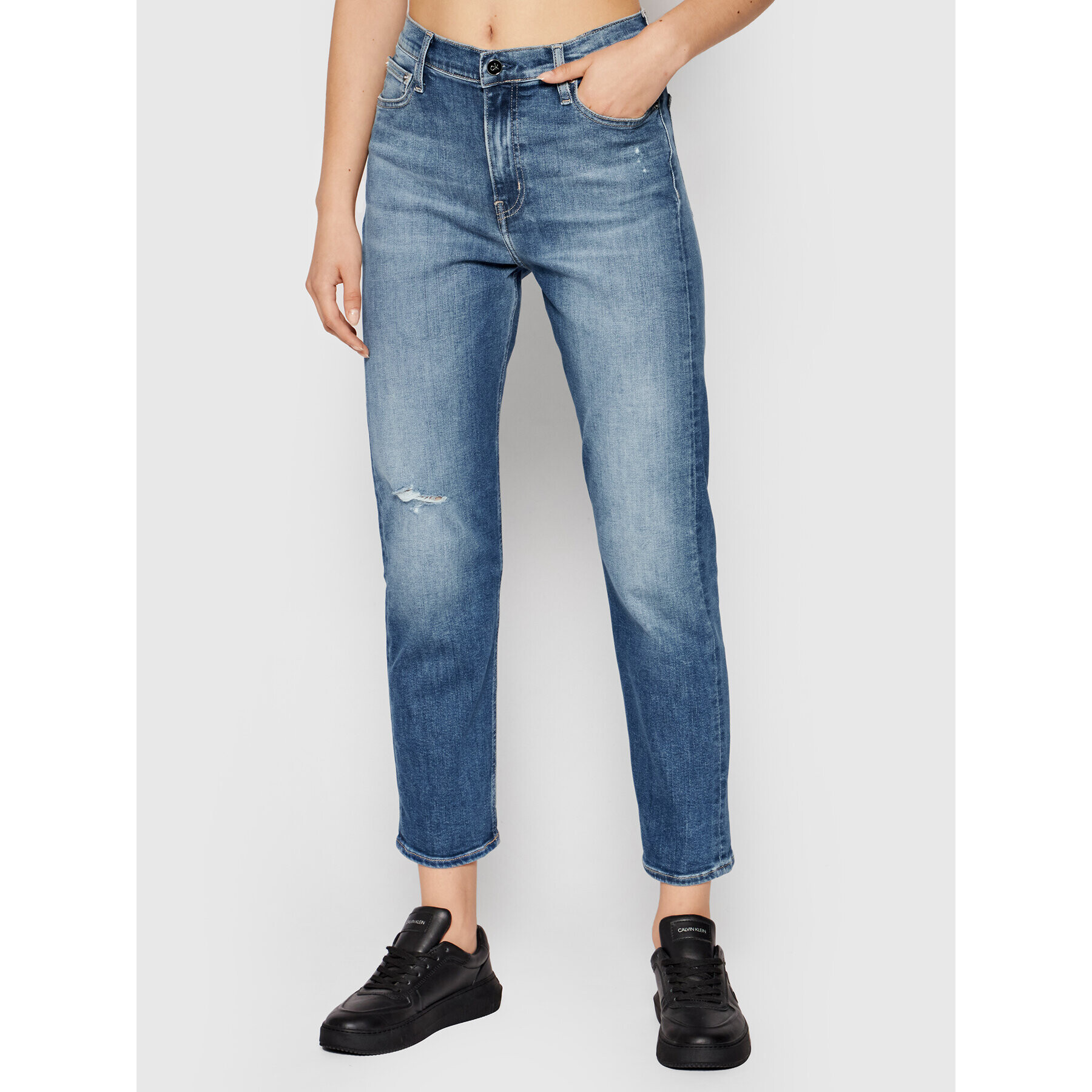 Calvin Klein Jeans hlače K20K202888 Modra Relaxed Fit - Pepit.si