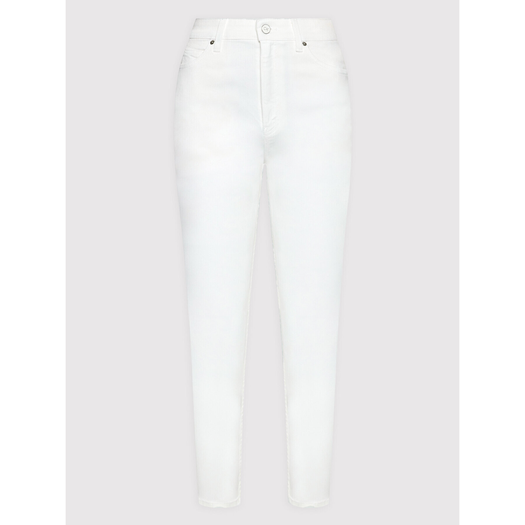 Calvin Klein Jeans hlače Shine K20K203570 Bela Mom Fit - Pepit.si