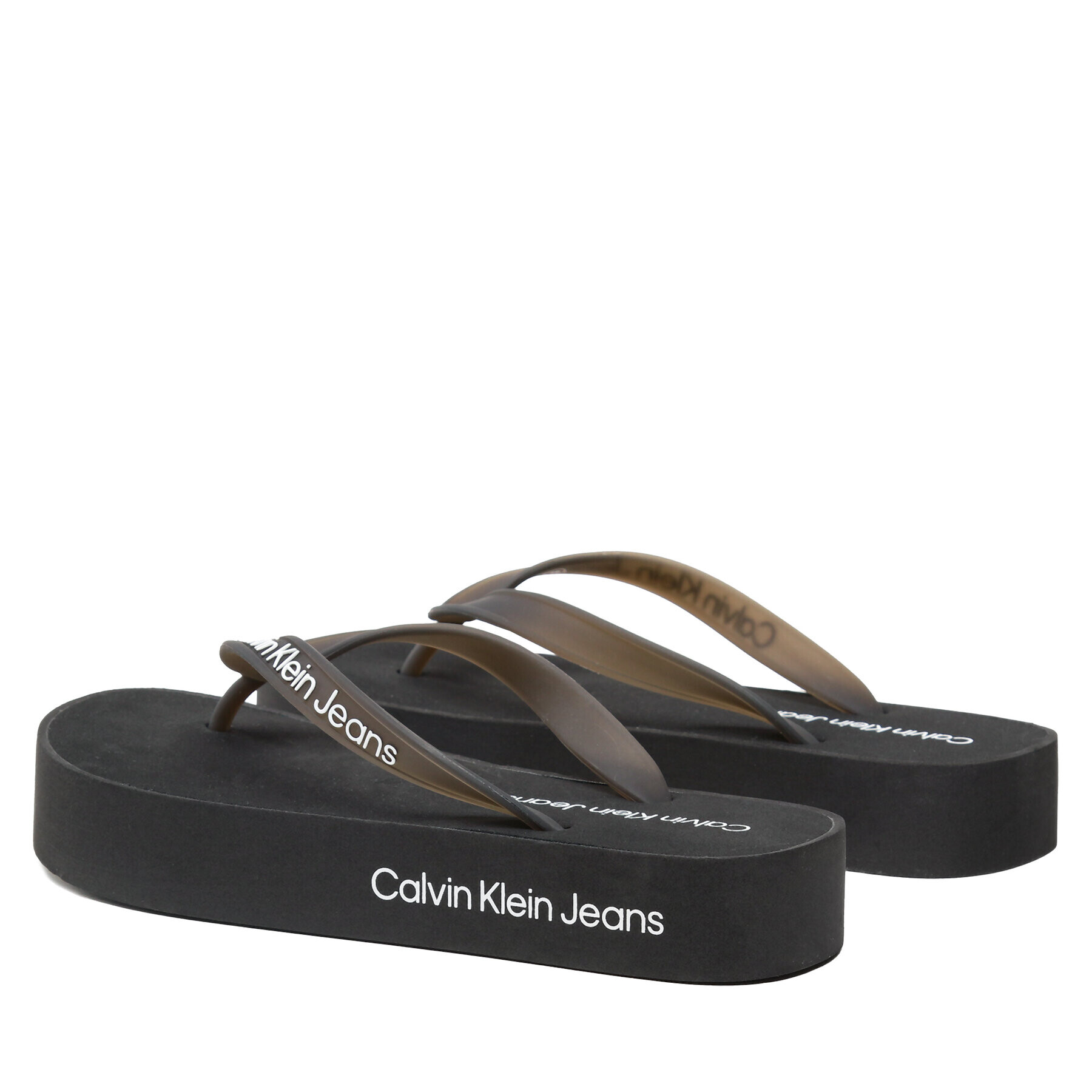 Calvin Klein Jeans Japonke Beach Sandal Flatform Logo YW0YW01092 Črna - Pepit.si