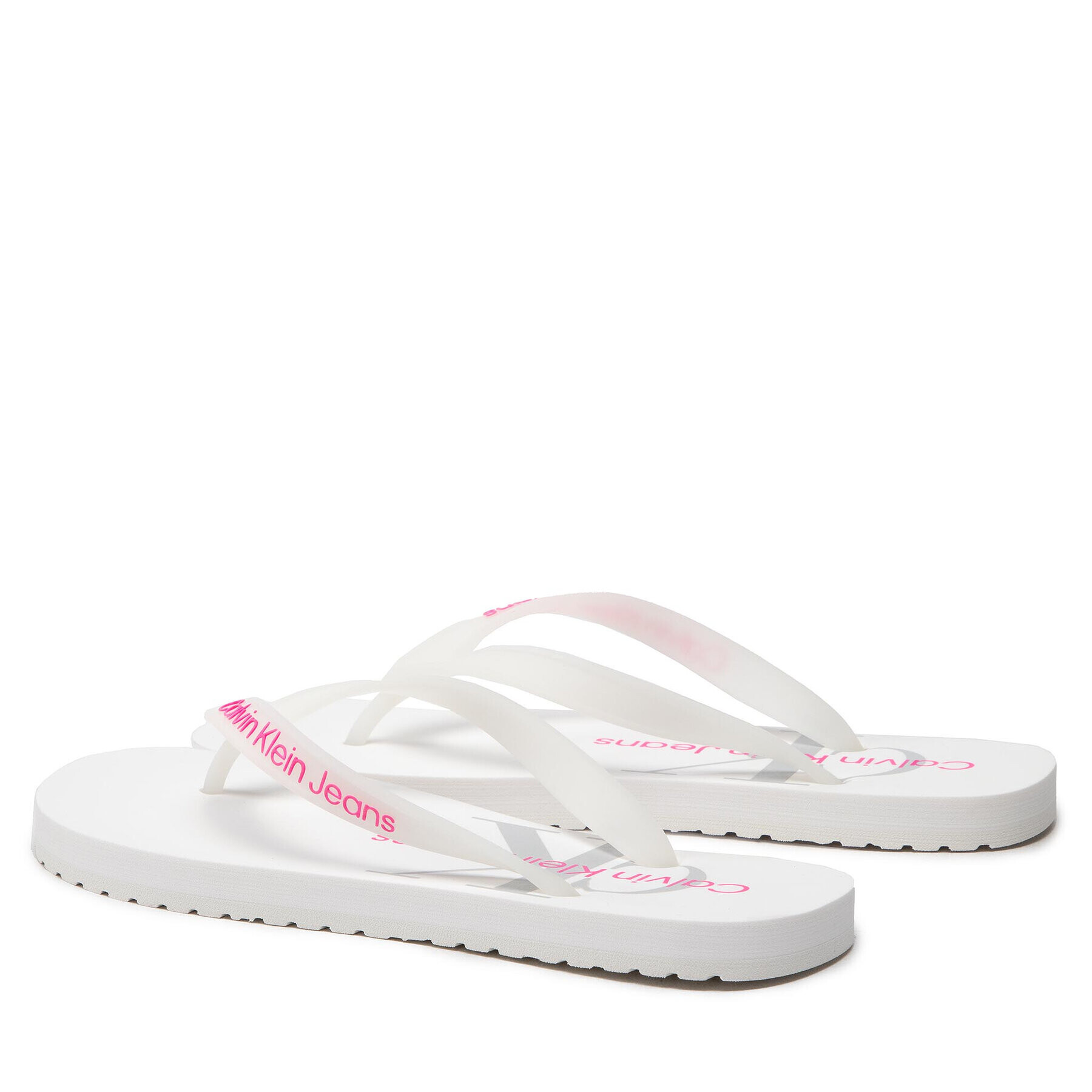 Calvin Klein Jeans Japonke Beach Sandal Monogram YW0YW00098 Bela - Pepit.si