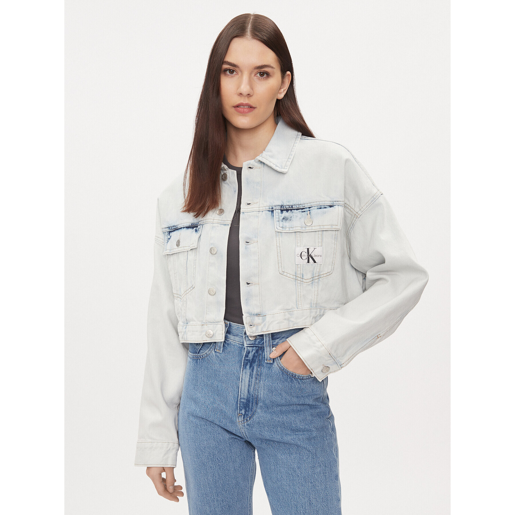 Calvin Klein Jeans Jeans jakna J20J222874 Modra Oversize - Pepit.si