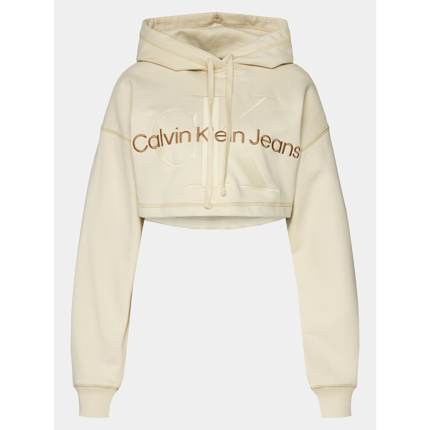 Calvin Klein Jeans Jopa Hero Monologo Short Hoodie J20J222540 Écru Regular Fit - Pepit.si