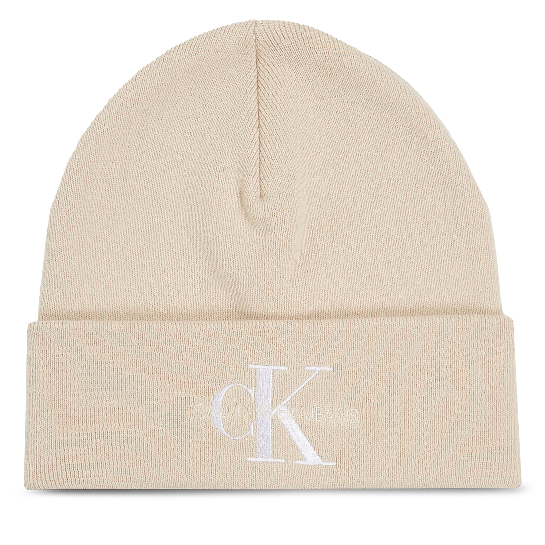 Calvin Klein Jeans Kapa Monologo Embro Beanie K60K611254 Écru - Pepit.si