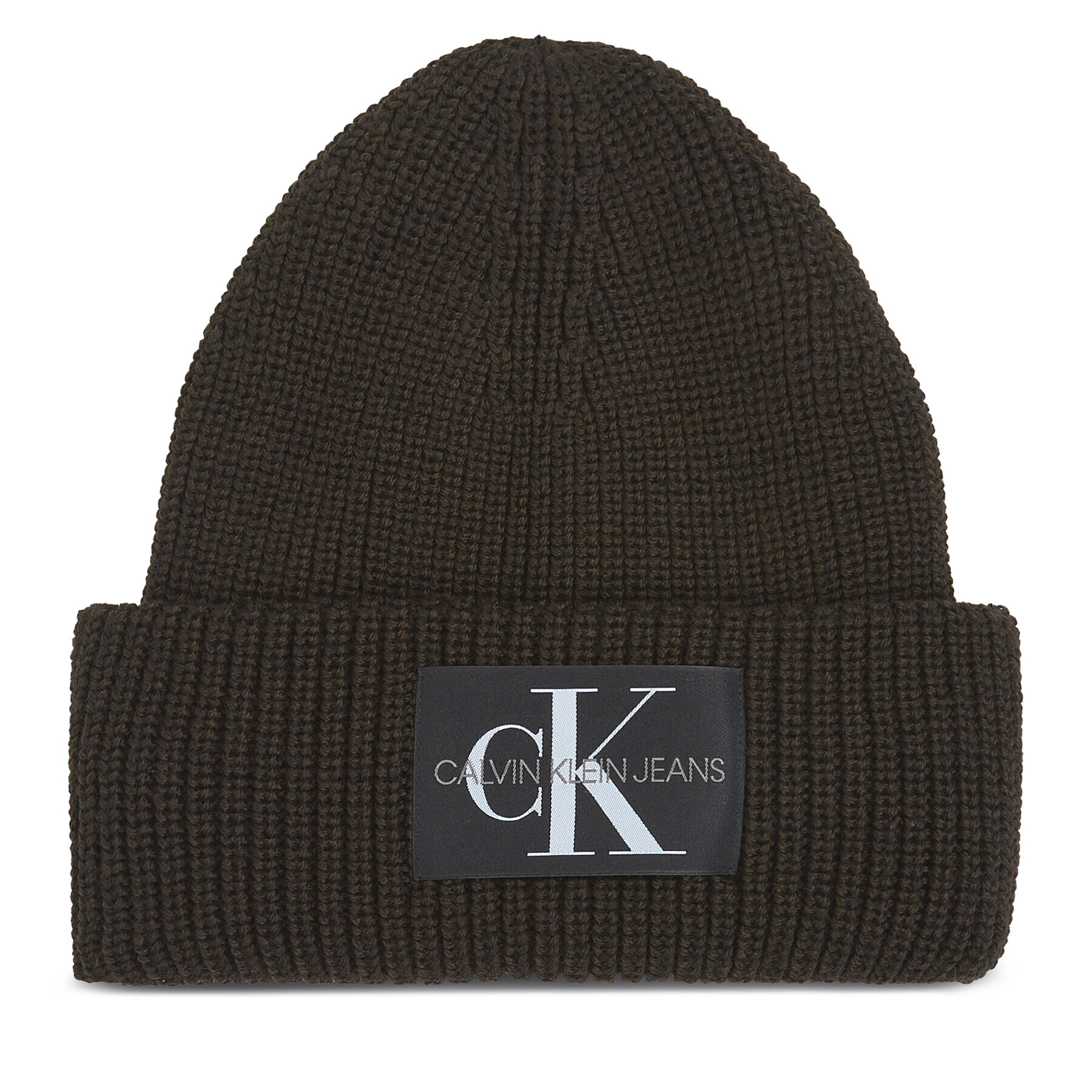 Calvin Klein Jeans Kapa Monologo Patch Beanie K50K506242 Rjava - Pepit.si