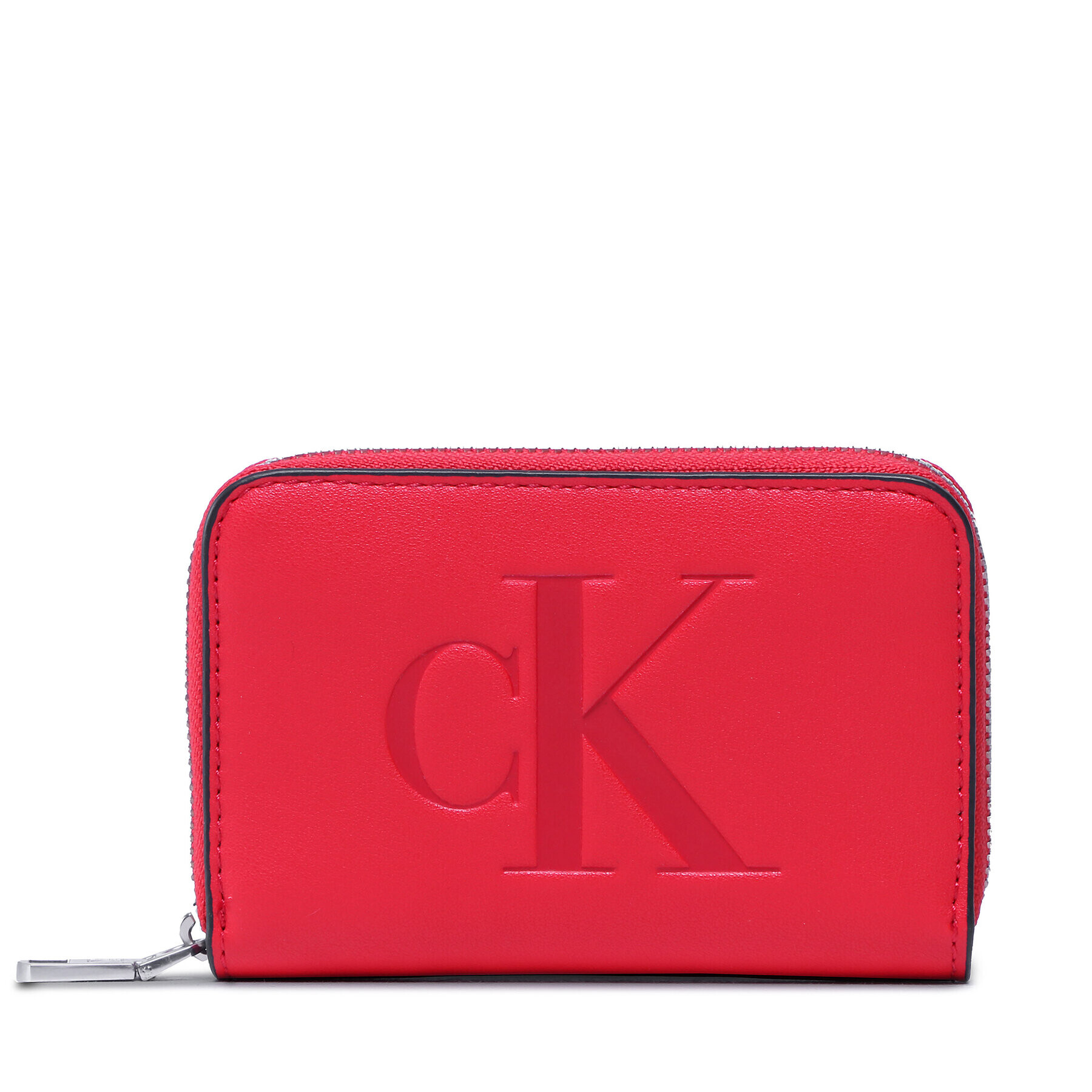 Calvin Klein Jeans Majhna ženska denarnica Sculpted Med Zip Around Mono K60K610096 Rdeča - Pepit.si