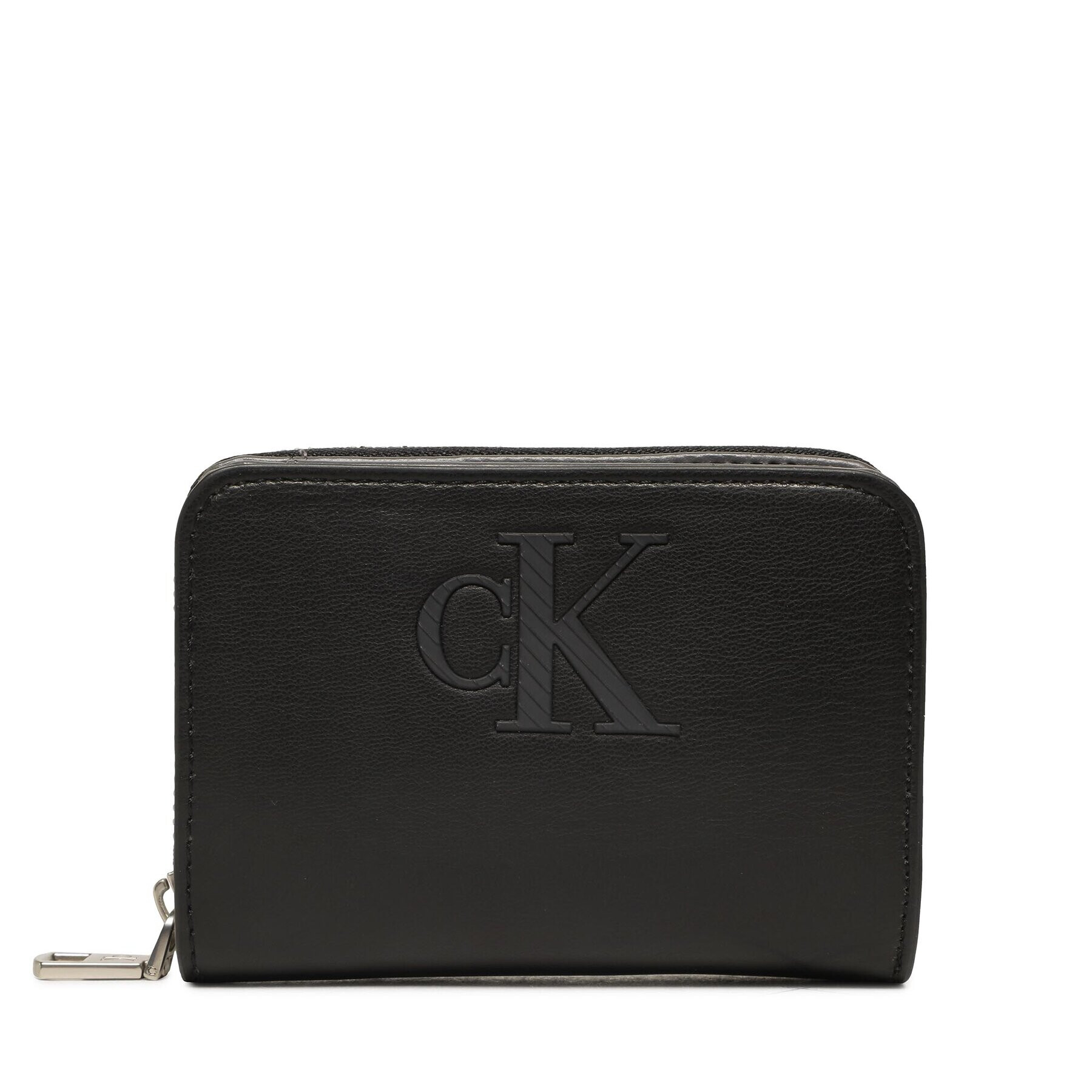 Calvin Klein Jeans Majhna ženska denarnica Sleek Med Zip Around Solid K60K610354 Črna - Pepit.si