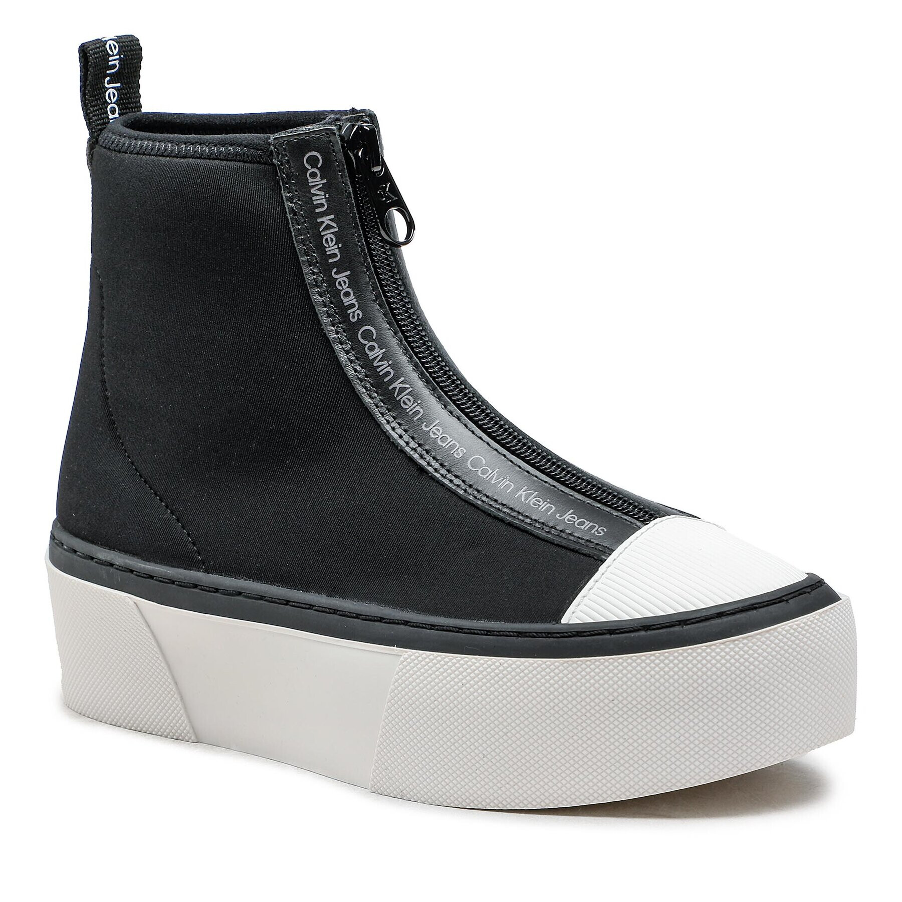 Calvin Klein Jeans Modne superge Cupsole Flatform Mid Zip YW0YW00767 Črna - Pepit.si