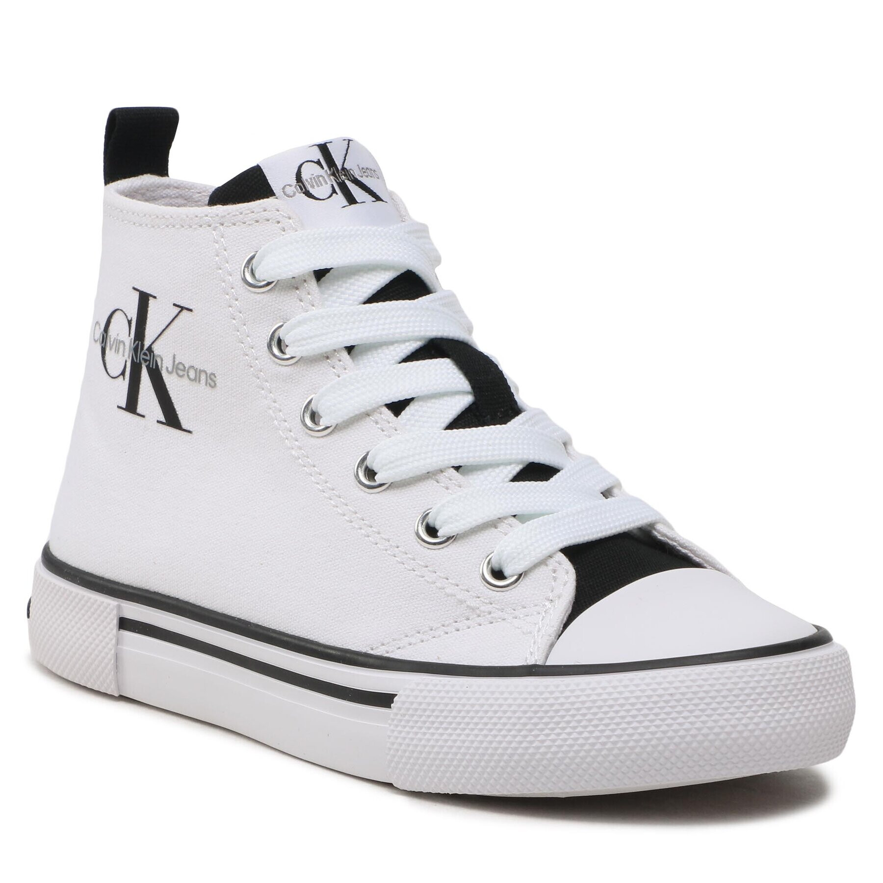 Calvin Klein Jeans Modne superge High Top Lace Up Sneaker V3X9-80569-0890X002 M Bela - Pepit.si