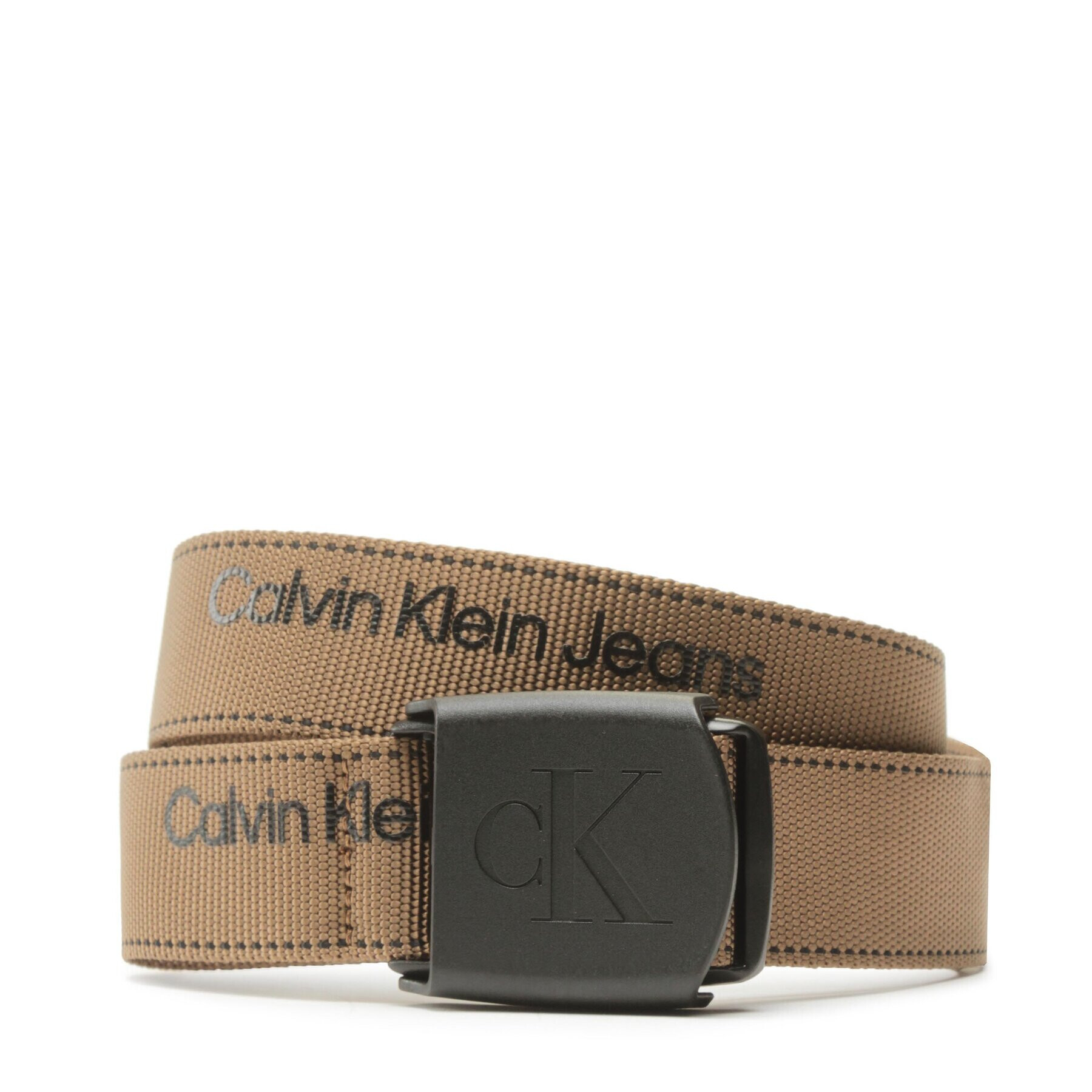 Calvin Klein Jeans Moški pas Plaque Logo Webbing Belt 38Mm K50K510473 Khaki - Pepit.si