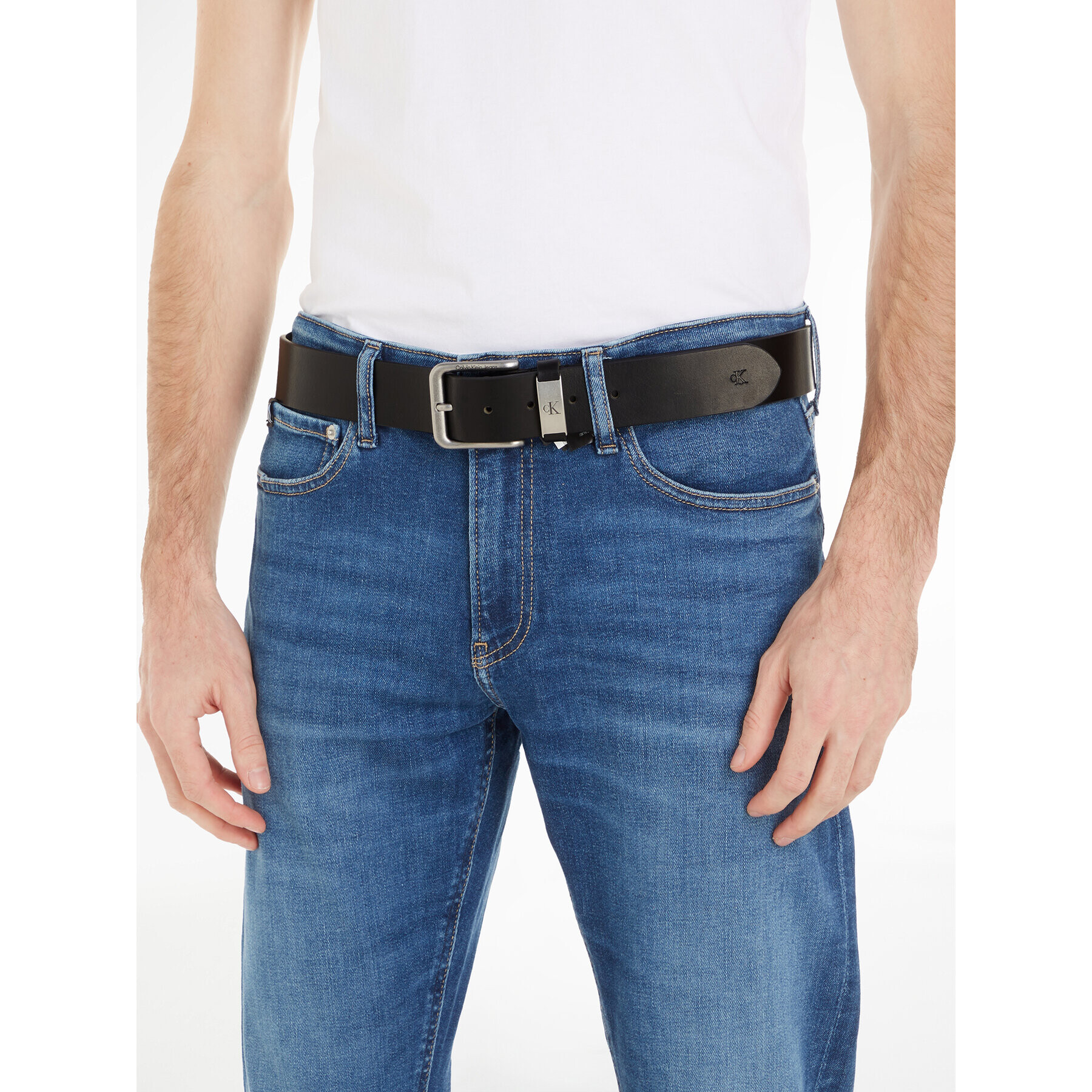 Calvin Klein Jeans Moški pas Ro Cl Met Loop Lthr Belt K50K511142 Črna - Pepit.si