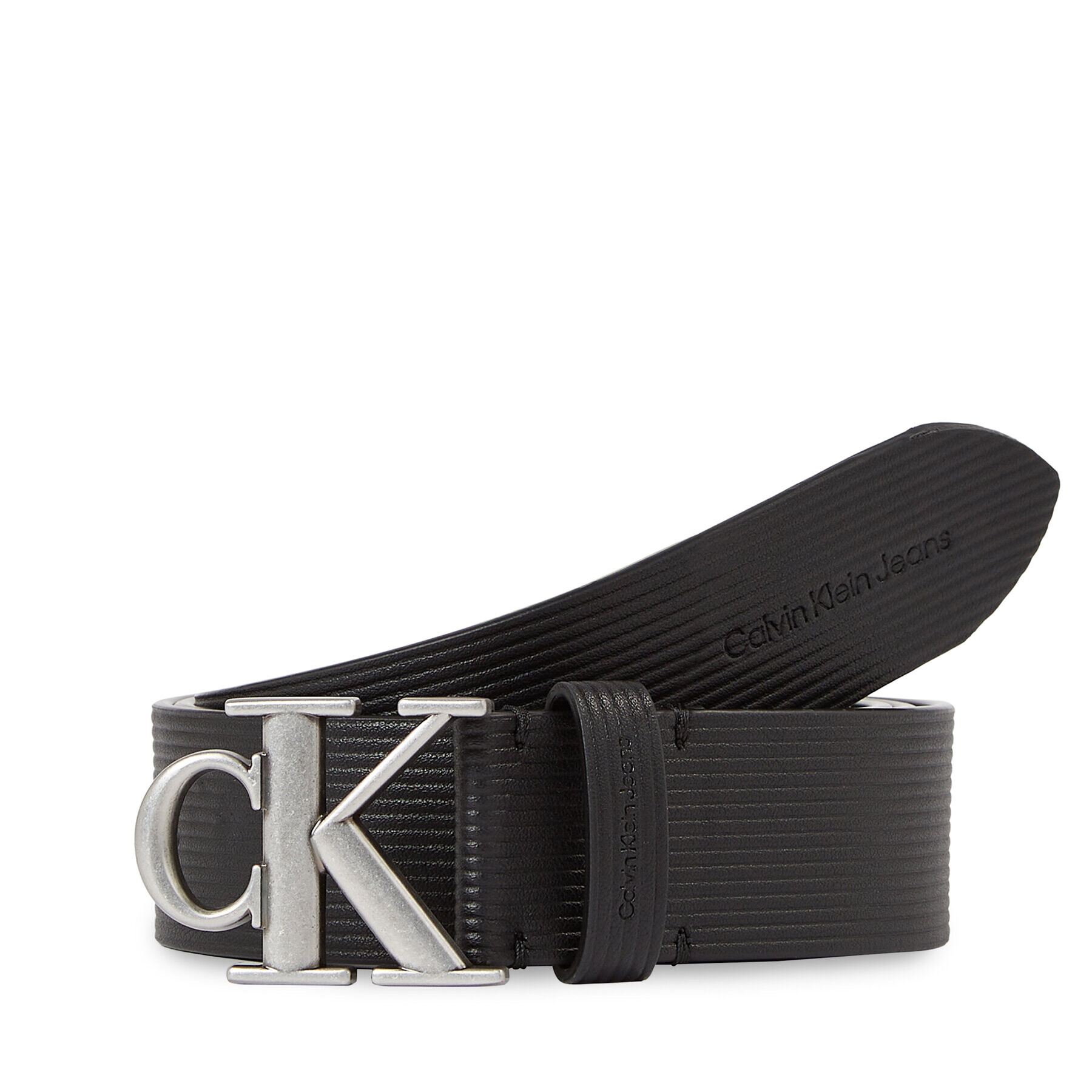 Calvin Klein Jeans Moški pas Round Mono Pl Lthr Tx Belt K50K511155 Črna - Pepit.si