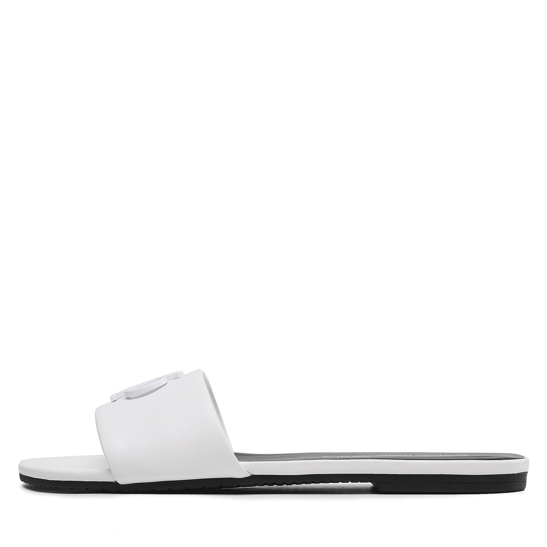 Calvin Klein Jeans Natikači Flat Sandal Slide Hw YW0YW00952 Bela - Pepit.si