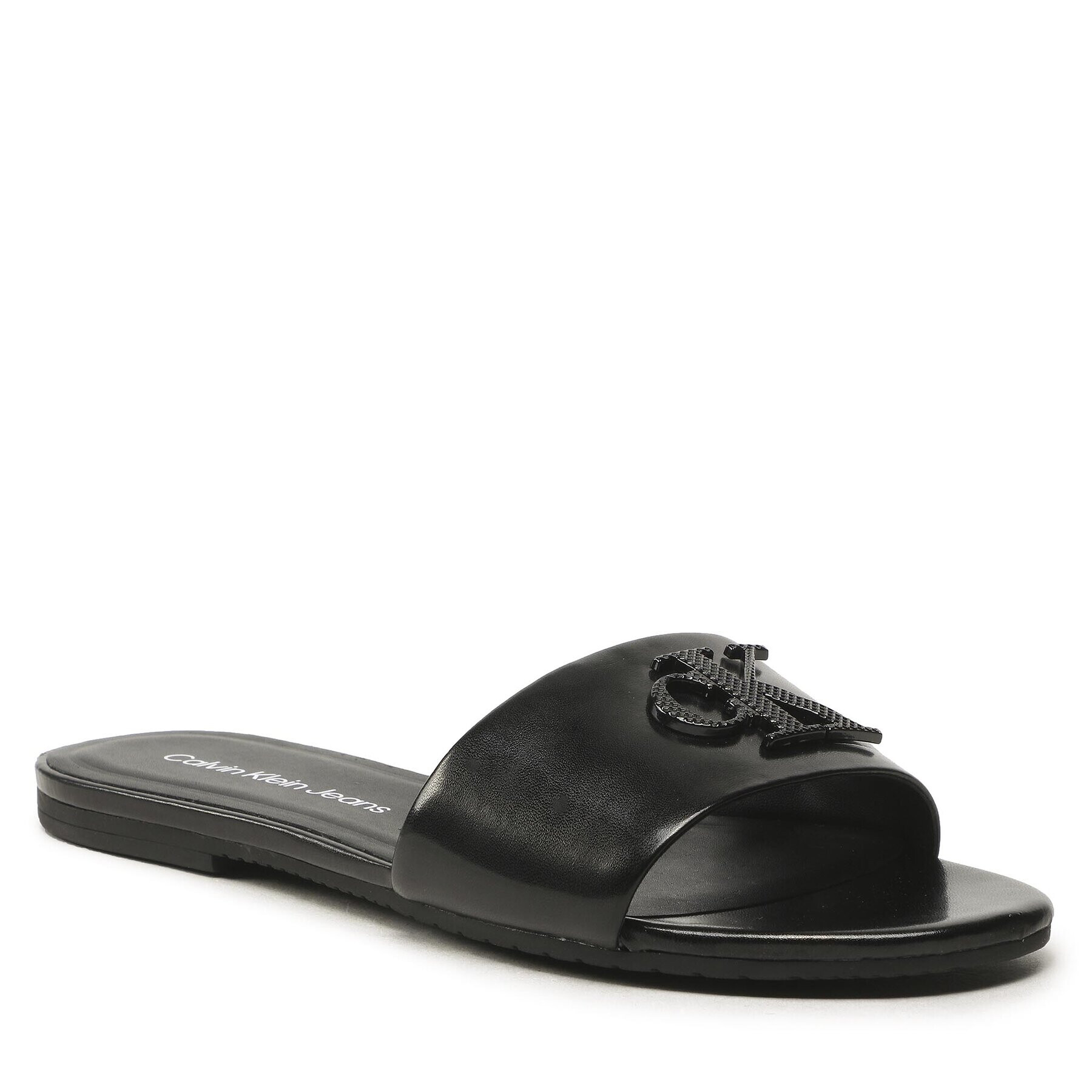 Calvin Klein Jeans Natikači Flat Sandal Slide Hw YW0YW00952 Črna - Pepit.si