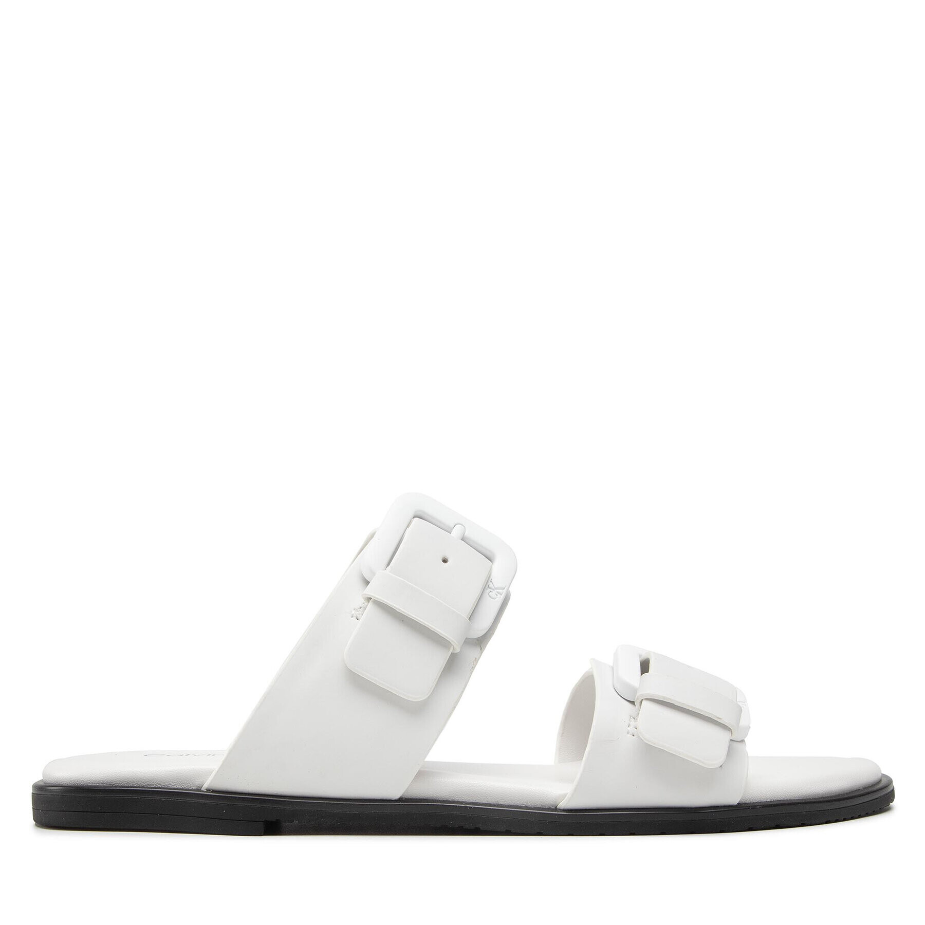 Calvin Klein Jeans Natikači Flat Sandal Twostraps Rub YW0YW00537 Bela - Pepit.si