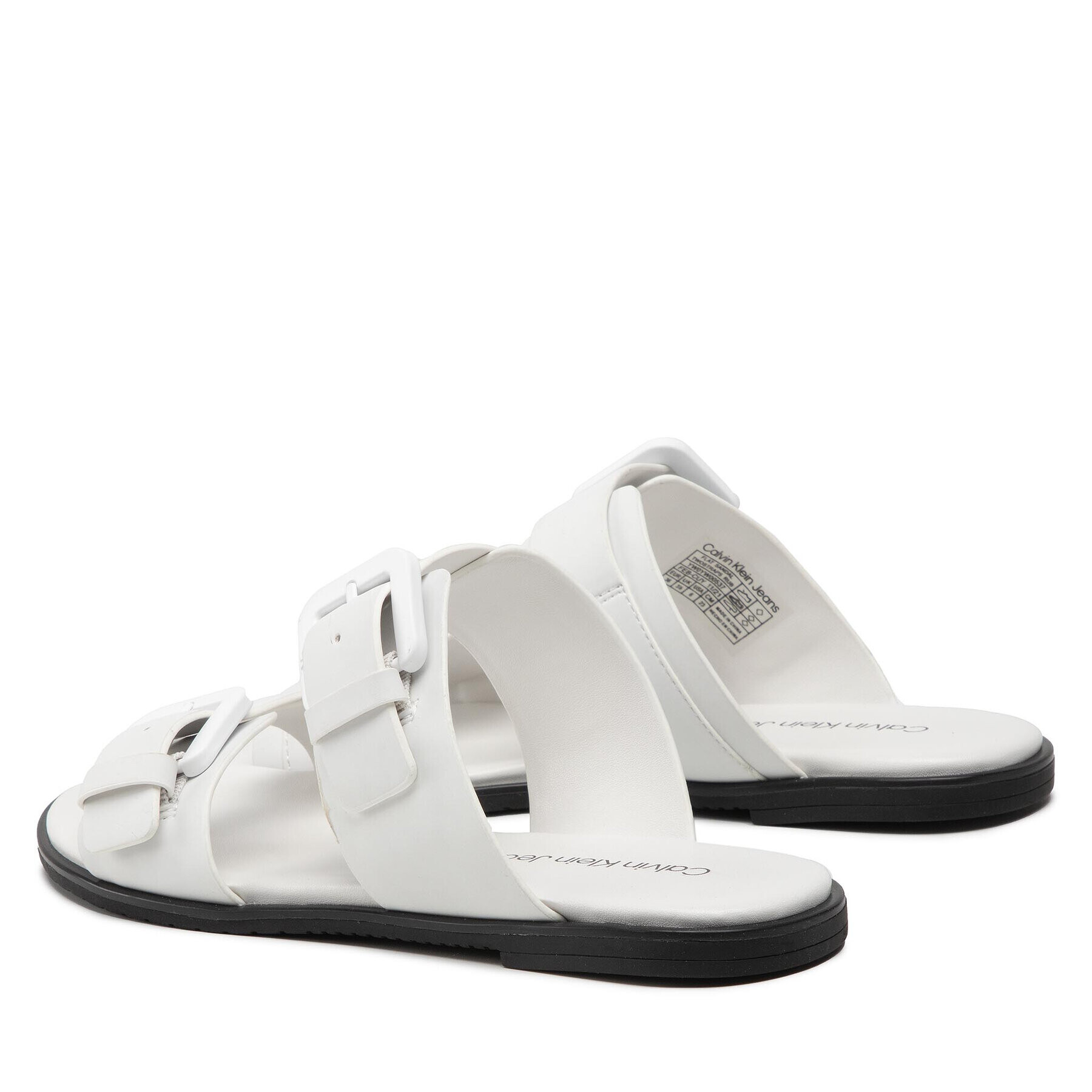 Calvin Klein Jeans Natikači Flat Sandal Twostraps Rub YW0YW00537 Bela - Pepit.si