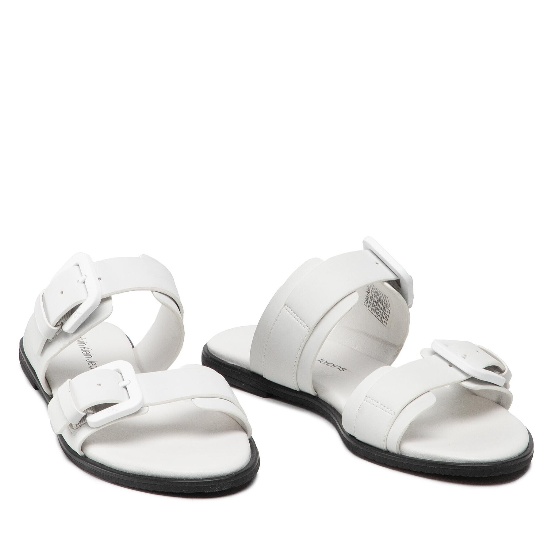 Calvin Klein Jeans Natikači Flat Sandal Twostraps Rub YW0YW00537 Bela - Pepit.si