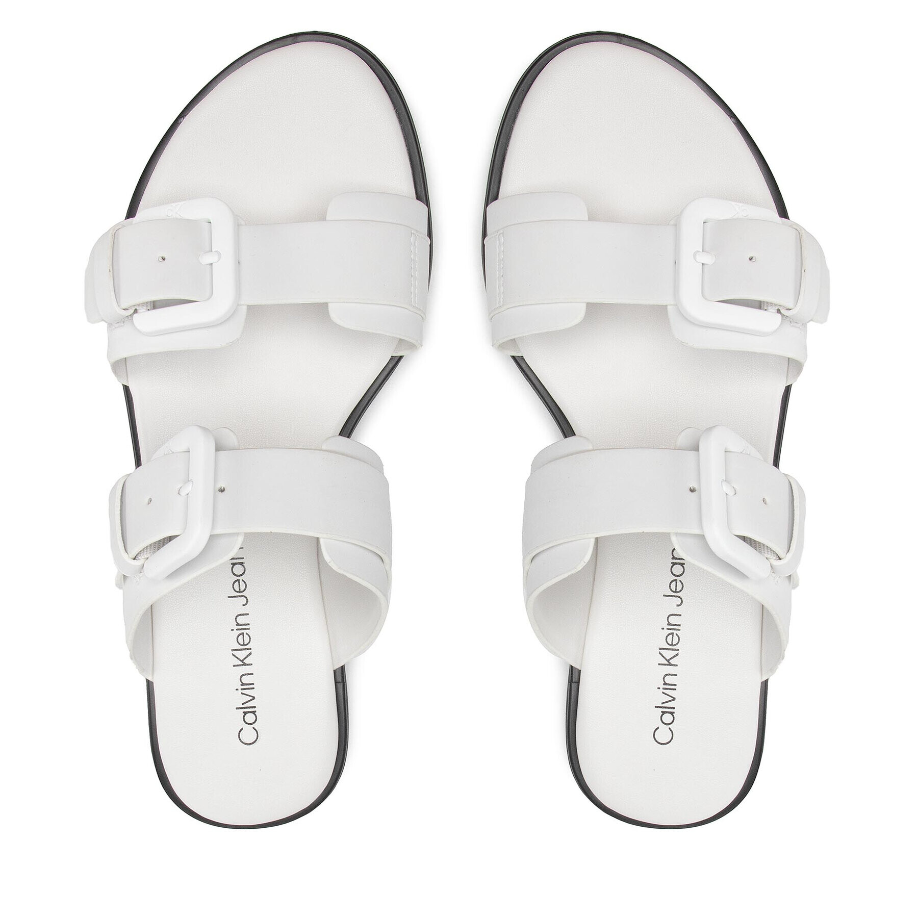 Calvin Klein Jeans Natikači Flat Sandal Twostraps Rub YW0YW00537 Bela - Pepit.si