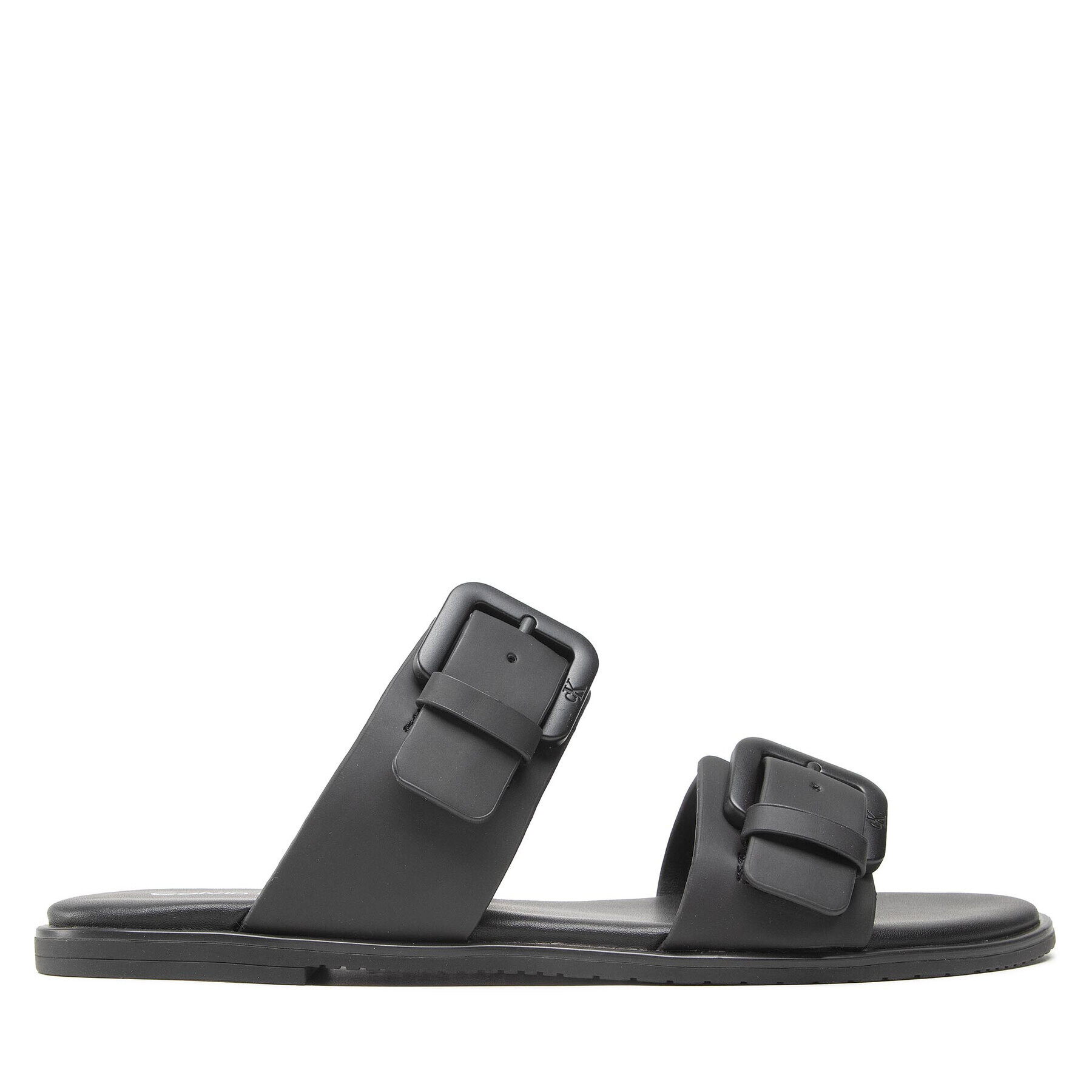 Calvin Klein Jeans Natikači Flat Sandal Twostrips Rub YW0YW00537 Črna - Pepit.si