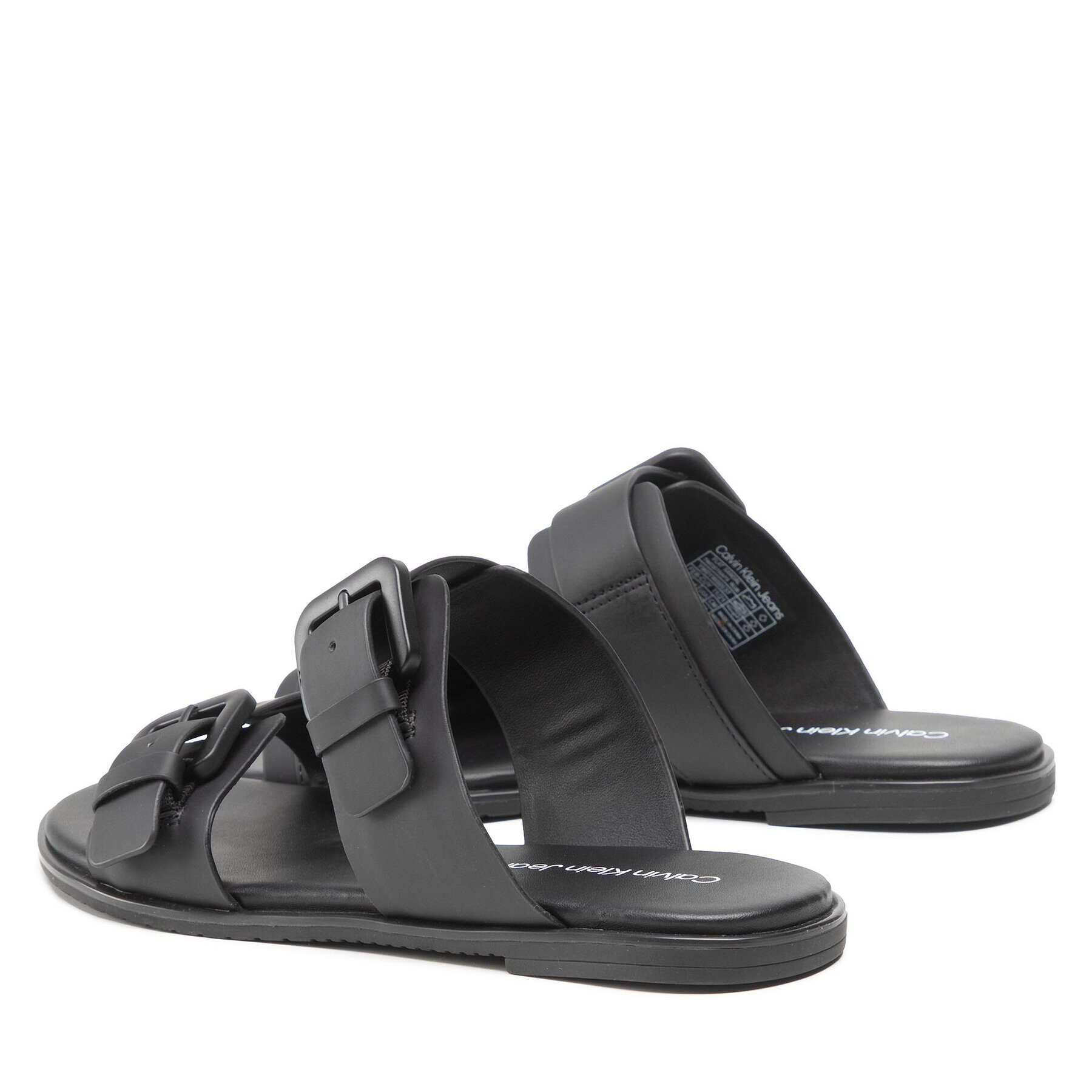 Calvin Klein Jeans Natikači Flat Sandal Twostrips Rub YW0YW00537 Črna - Pepit.si