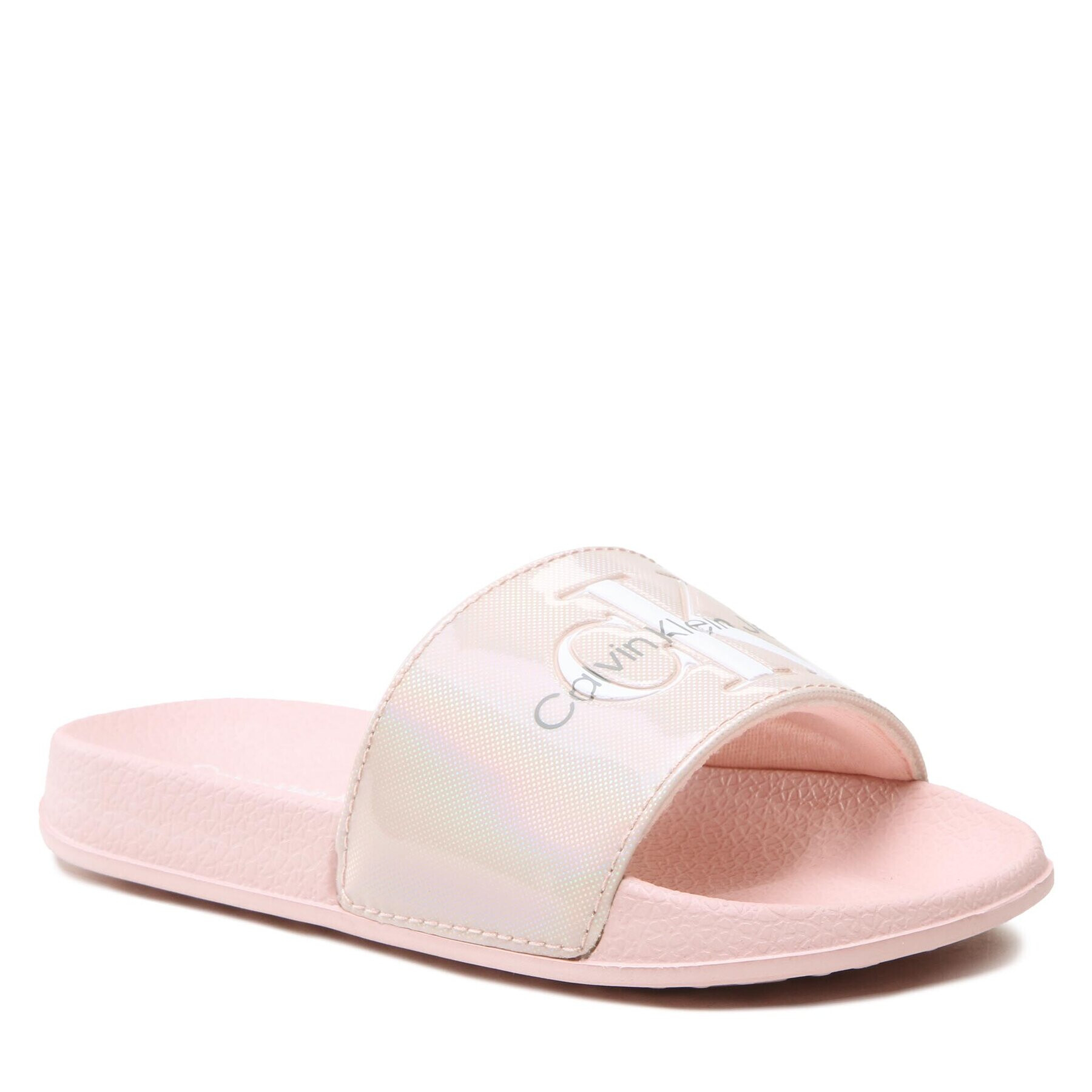 Calvin Klein Jeans Natikači Logo Print Pool Slide V3A0-80529-1601 Roza - Pepit.si