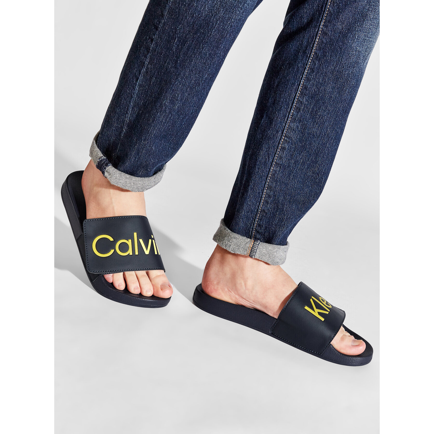 Calvin Klein Jeans Natikači Pool Slide Adj HM0HM00454 Mornarsko modra - Pepit.si