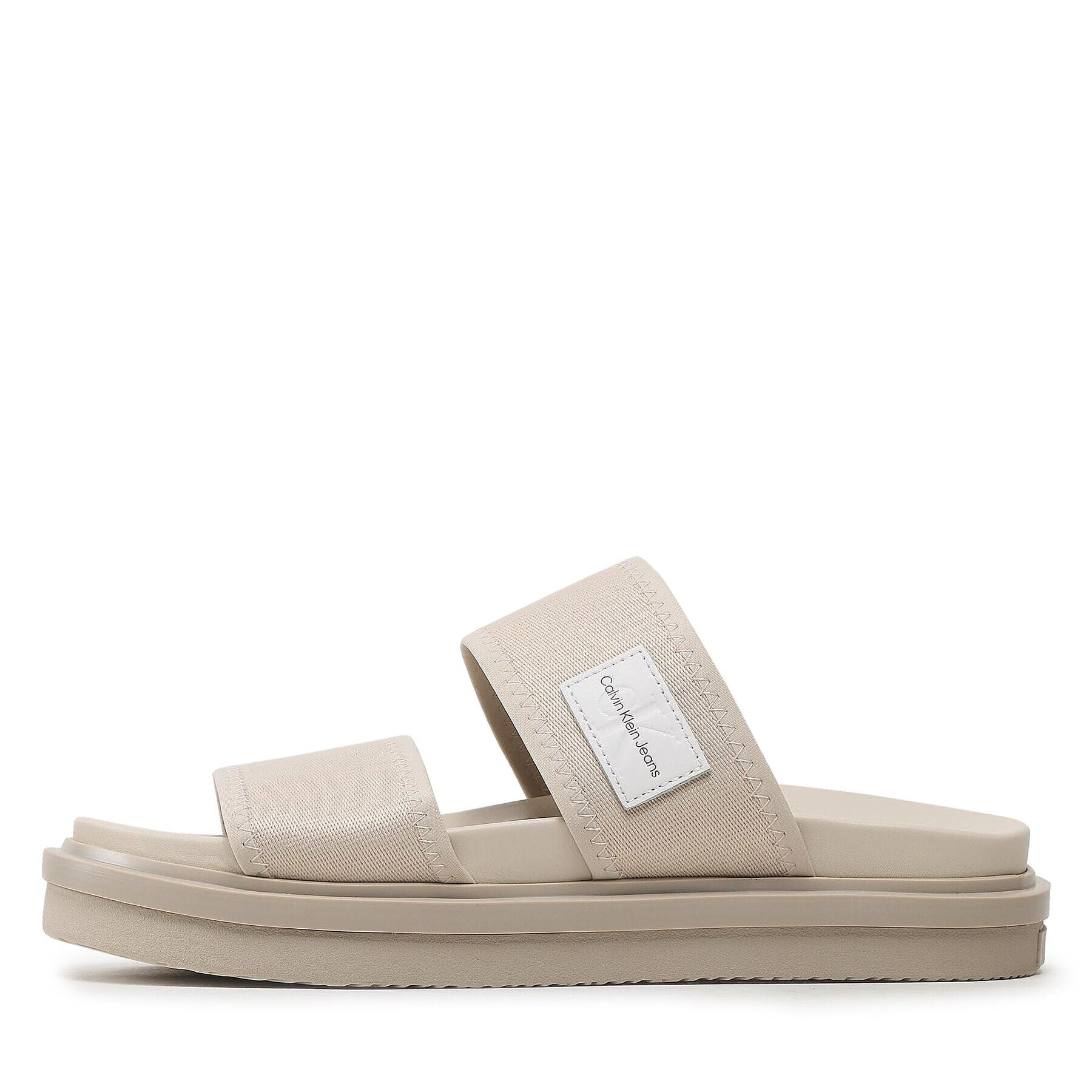 Calvin Klein Jeans Natikači Sandal Doublebar Badge YM0YM00642 Bež - Pepit.si