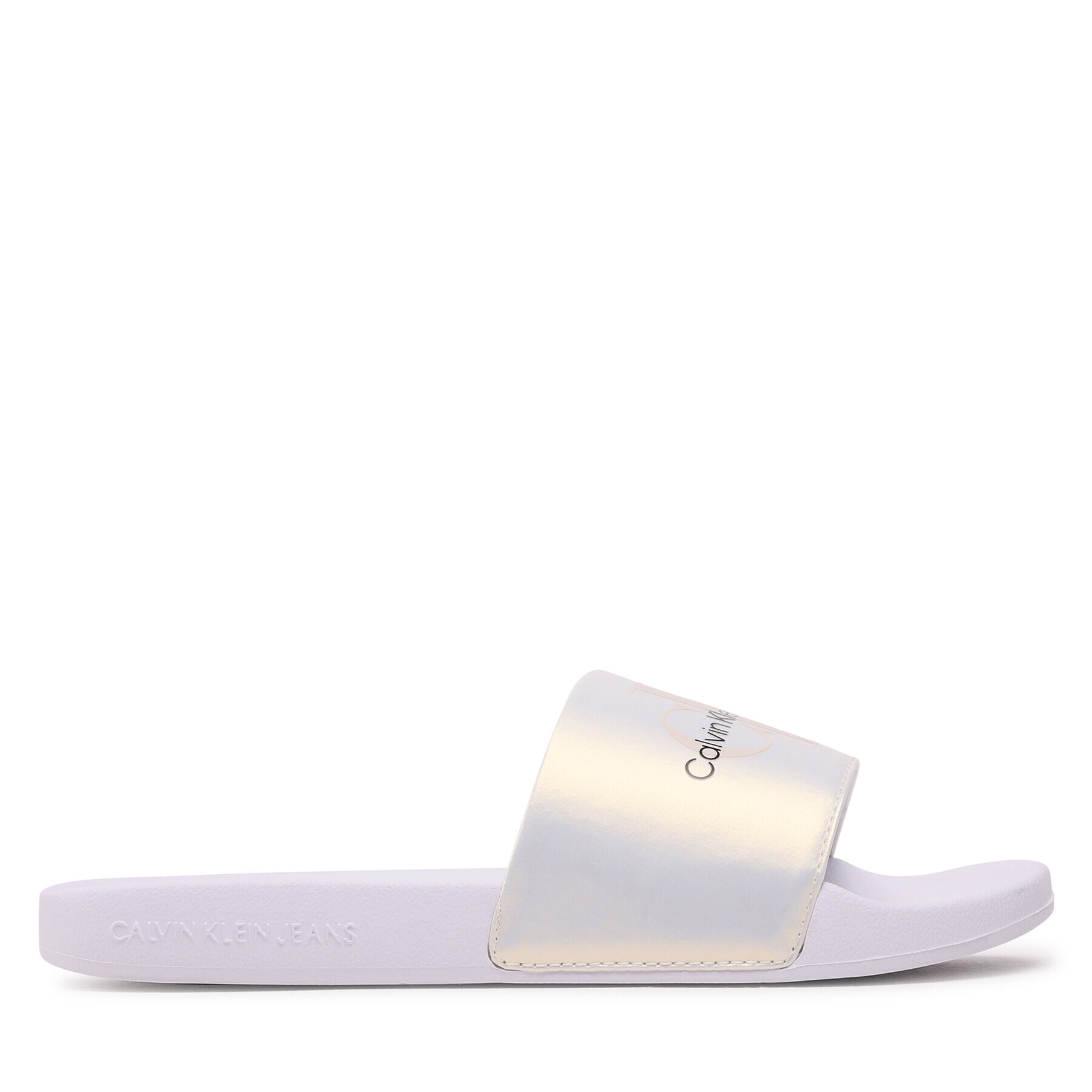 Calvin Klein Jeans Natikači Slide Ny Pearl YW0YW01243 Écru - Pepit.si