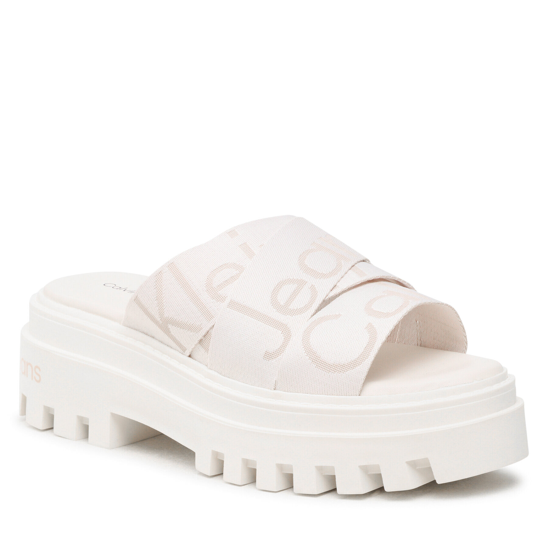 Calvin Klein Jeans Natikači Toothy Combat Sandal Webbing YW0YW00949 Bela - Pepit.si