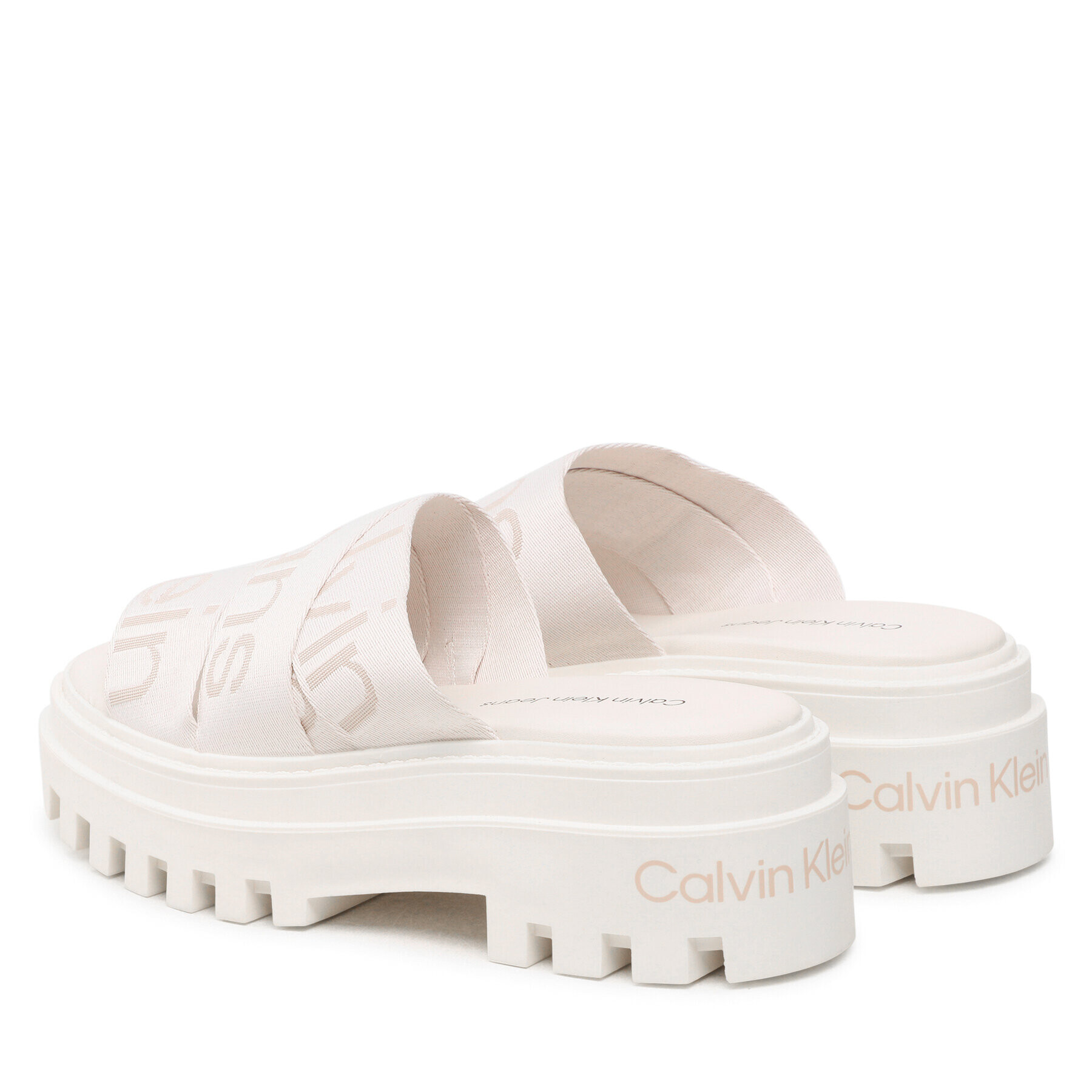 Calvin Klein Jeans Natikači Toothy Combat Sandal Webbing YW0YW00949 Bela - Pepit.si