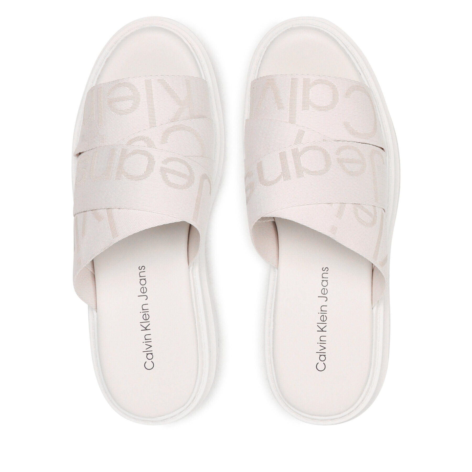 Calvin Klein Jeans Natikači Toothy Combat Sandal Webbing YW0YW00949 Bela - Pepit.si