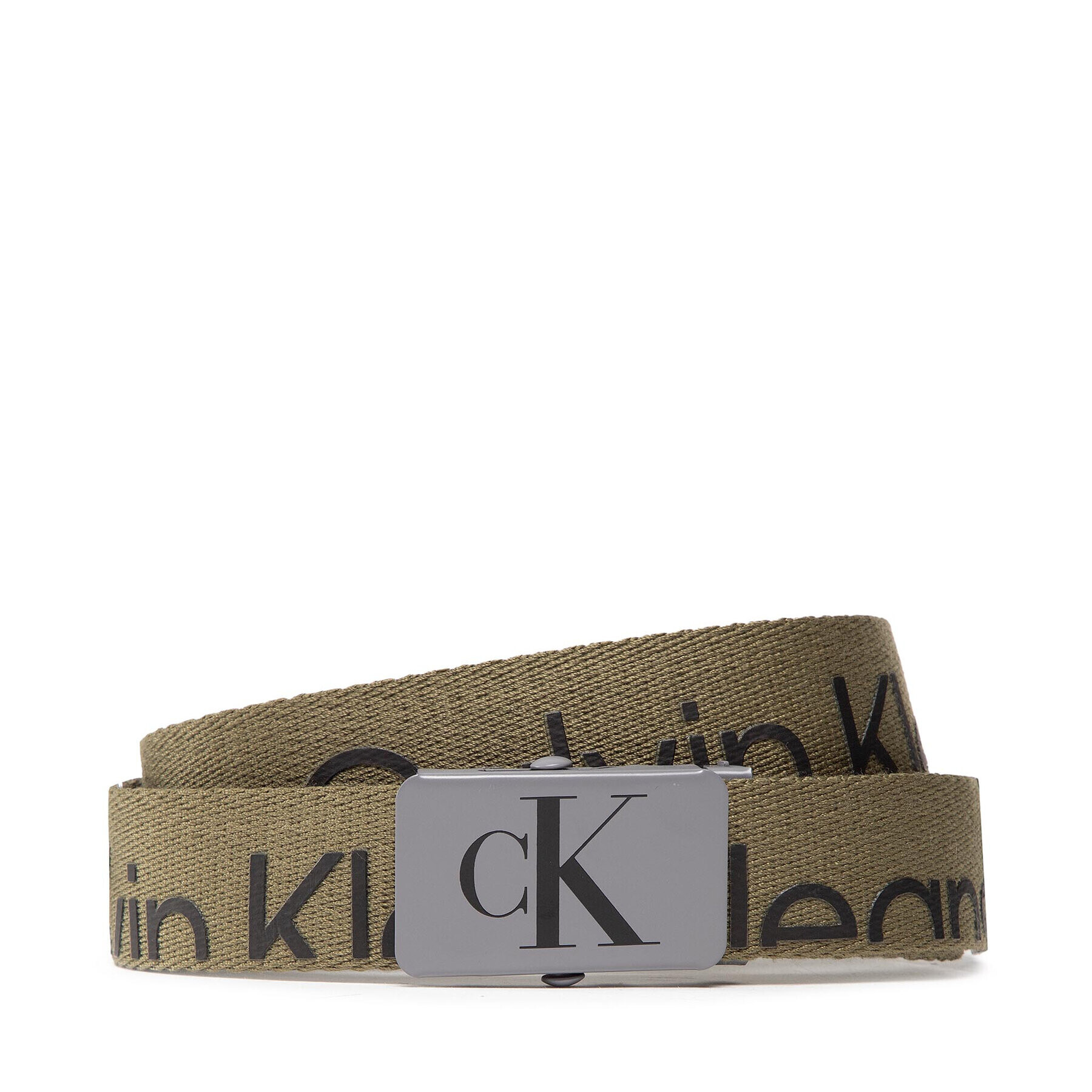 Calvin Klein Jeans Otroški pas Logo Ck Belt IU0IU00316 Khaki - Pepit.si