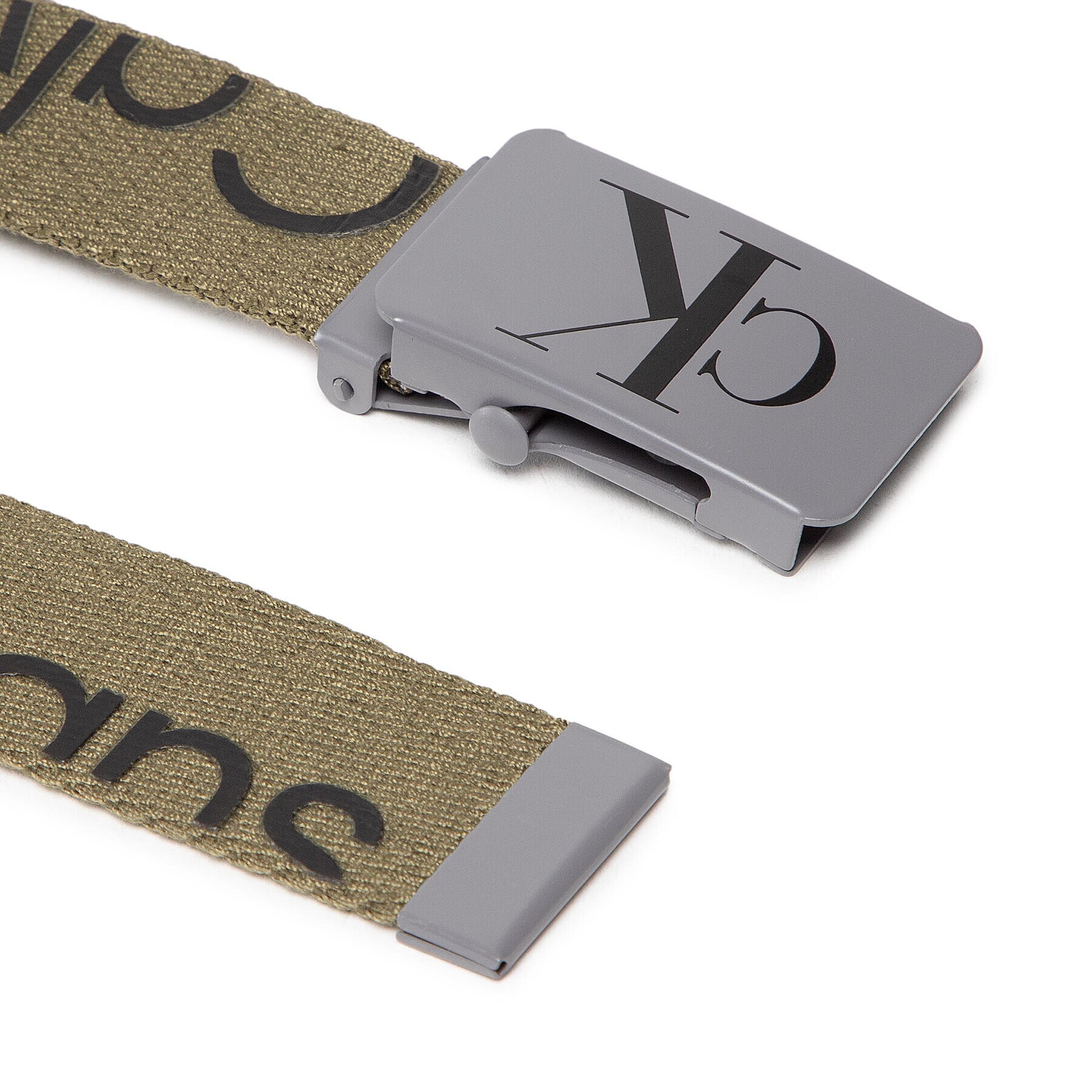 Calvin Klein Jeans Otroški pas Logo Ck Belt IU0IU00316 Khaki - Pepit.si