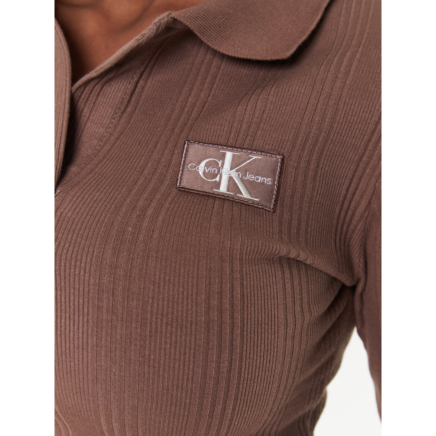 Calvin Klein Jeans Pletena obleka J20J220352 Rjava Regular Fit - Pepit.si