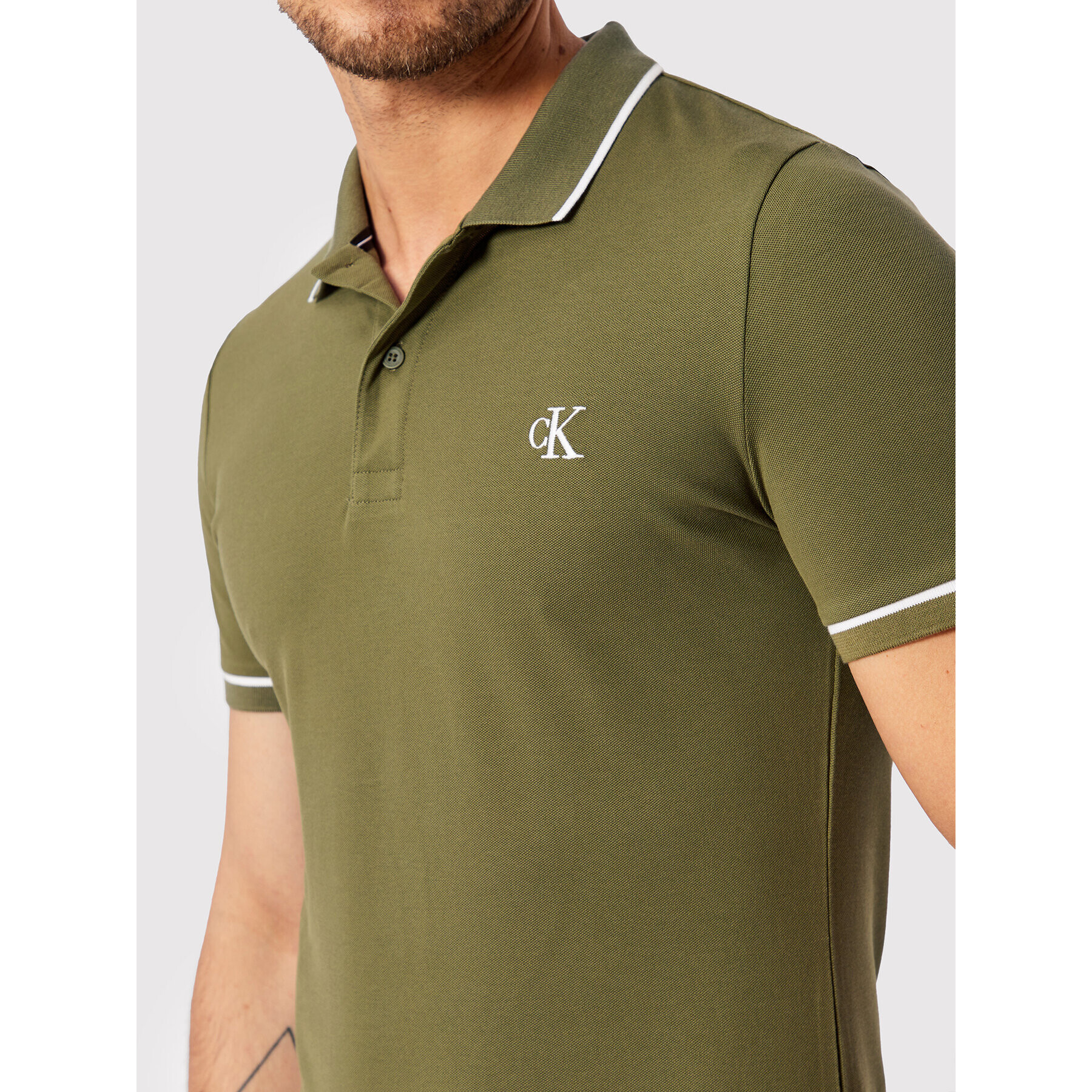 Calvin Klein Jeans Polo majica J30J315603 Zelena Slim Fit - Pepit.si