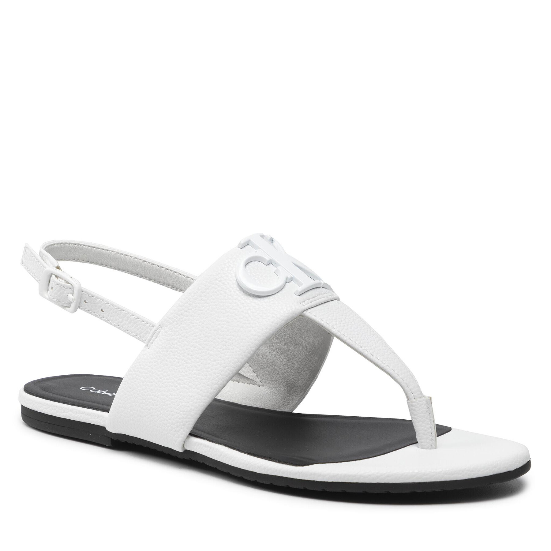 Calvin Klein Jeans Sandali Flat Sandal Hw Lth 2 YW0YW00544 Bela - Pepit.si