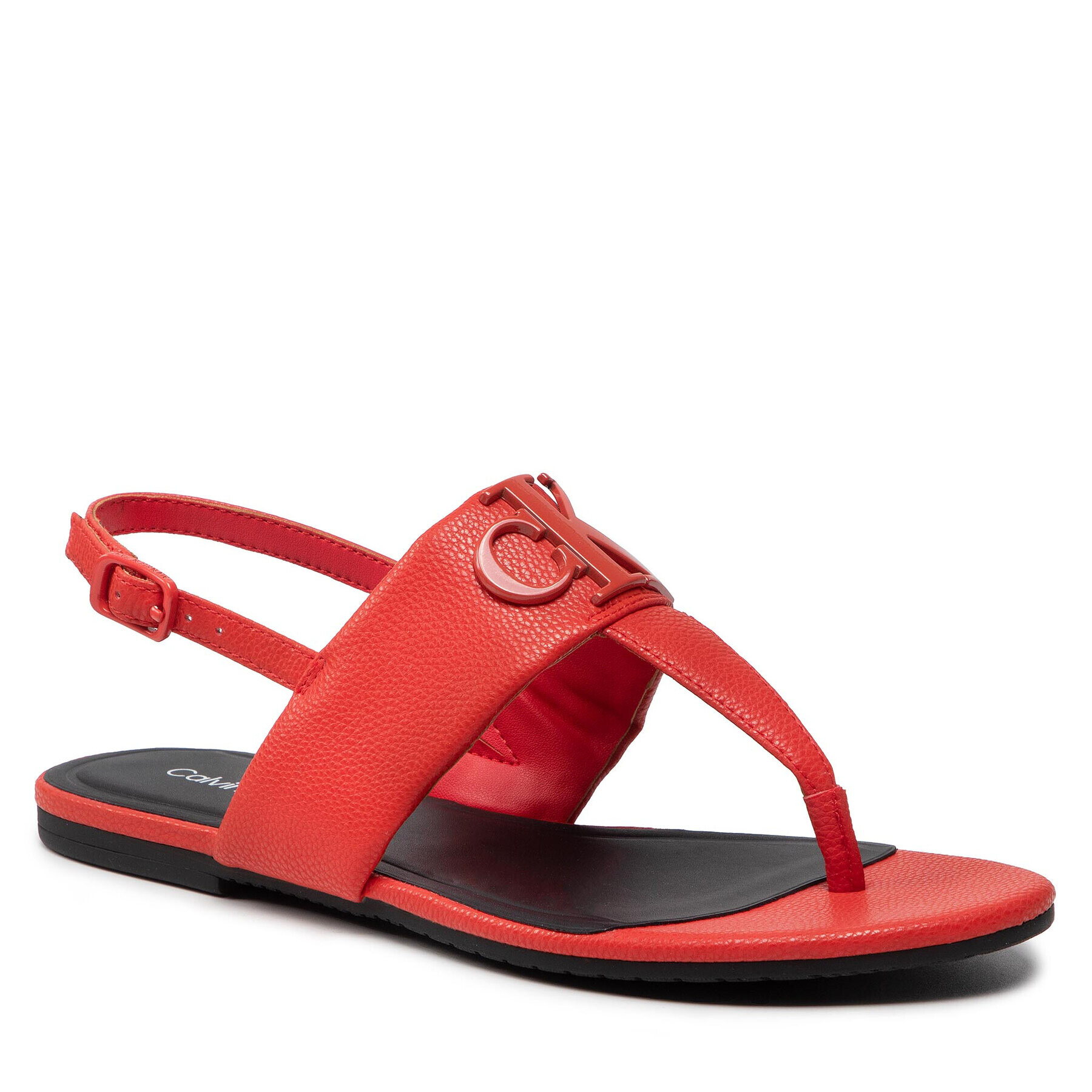 Calvin Klein Jeans Sandali Flat Sandal Hw Lth 2 YW0YW00544 Rdeča - Pepit.si