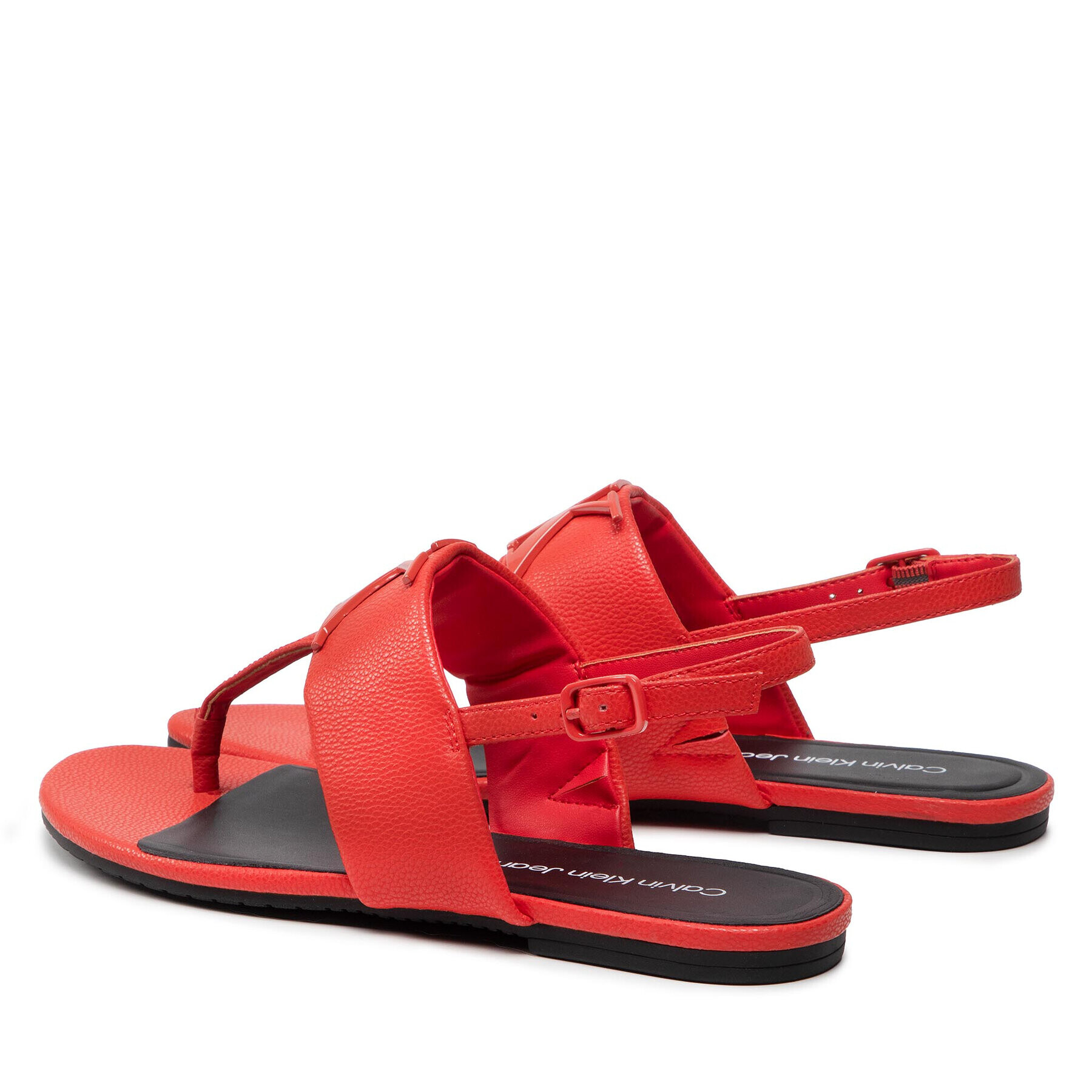 Calvin Klein Jeans Sandali Flat Sandal Hw Lth 2 YW0YW00544 Rdeča - Pepit.si