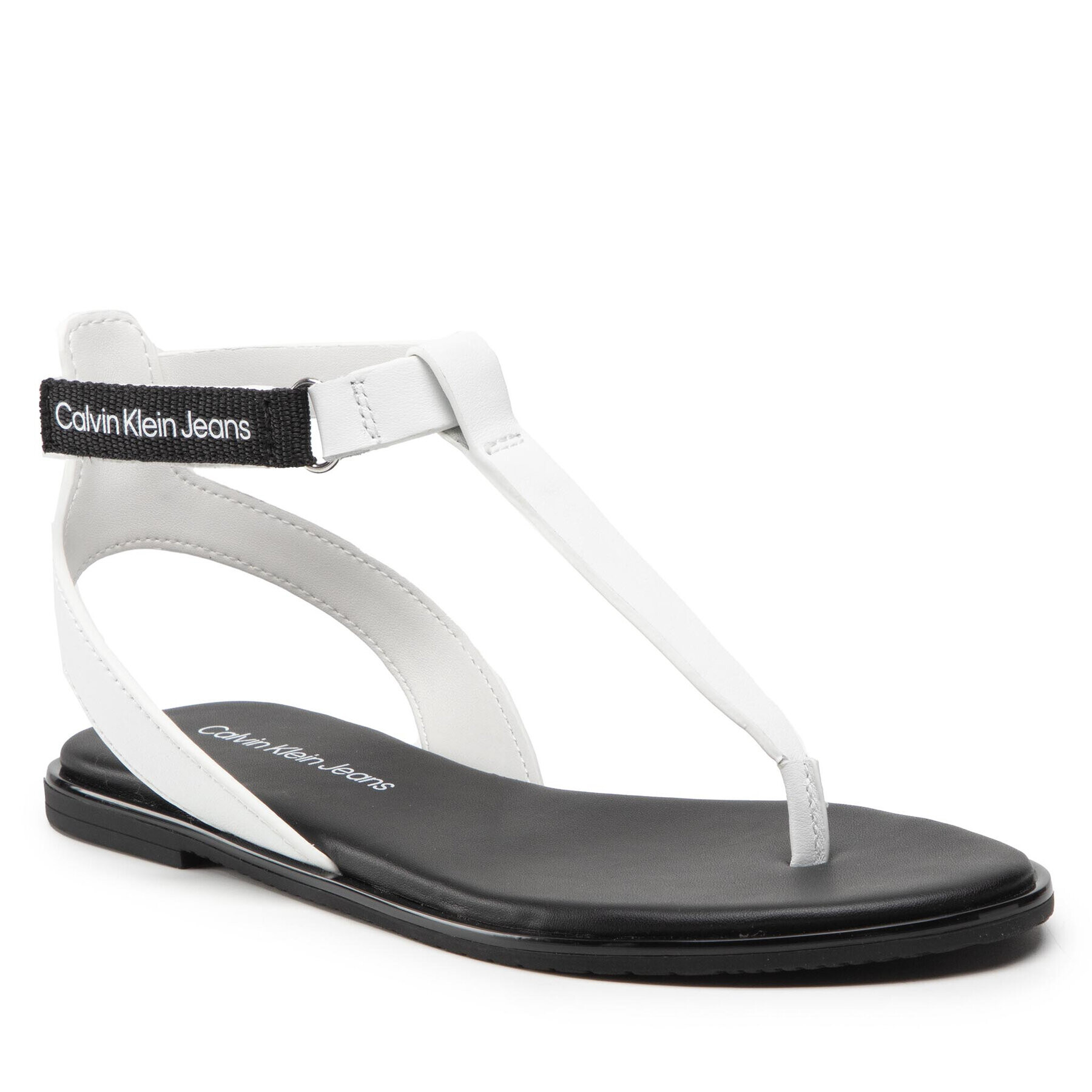 Calvin Klein Jeans Sandali Flat Sandal Toe YW0YW00545 Bela - Pepit.si