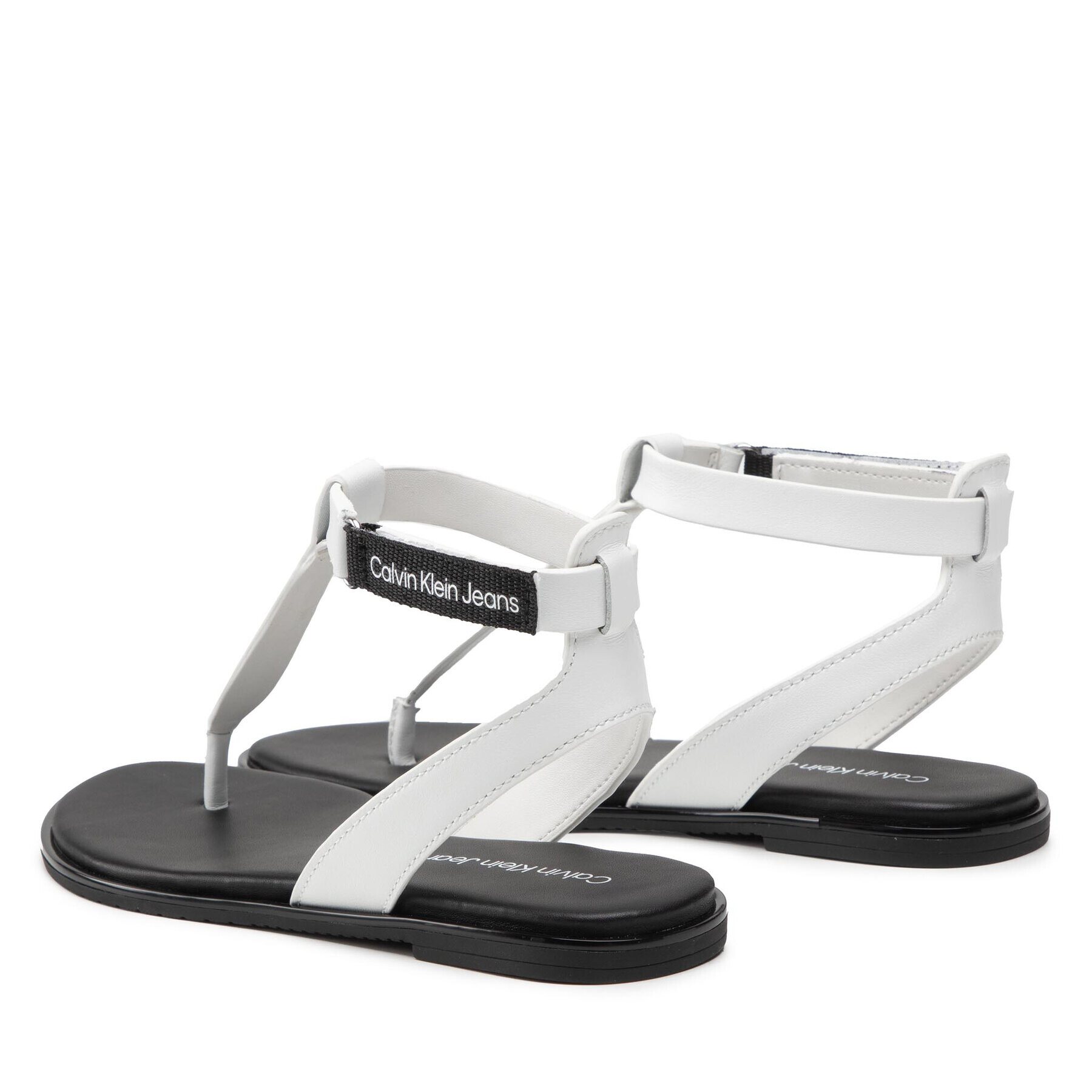 Calvin Klein Jeans Sandali Flat Sandal Toe YW0YW00545 Bela - Pepit.si