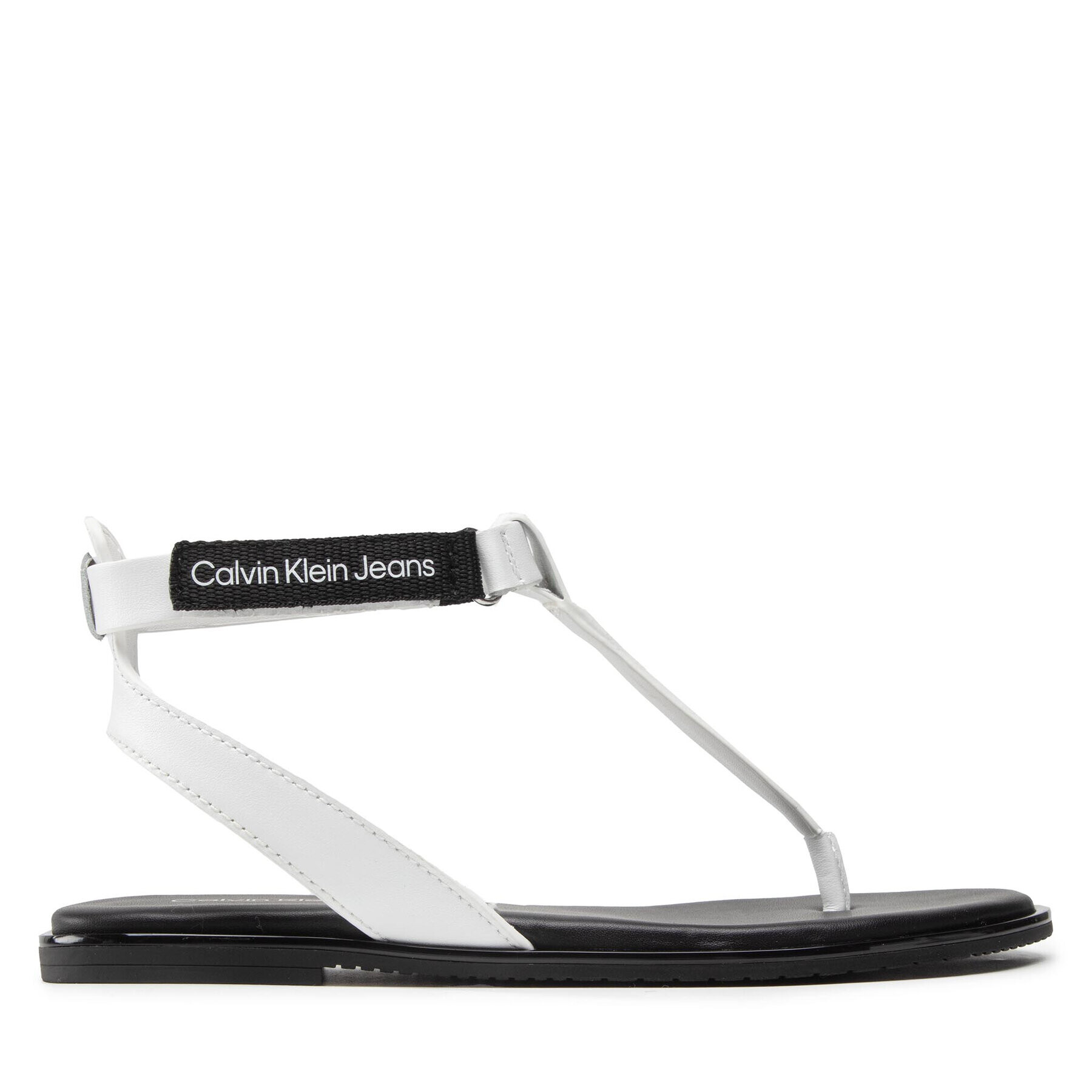 Calvin Klein Jeans Sandali Flat Sandal Toe YW0YW00545 Bela - Pepit.si