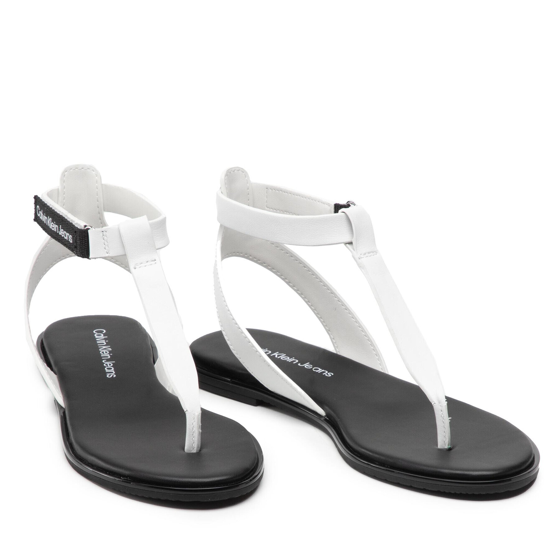 Calvin Klein Jeans Sandali Flat Sandal Toe YW0YW00545 Bela - Pepit.si