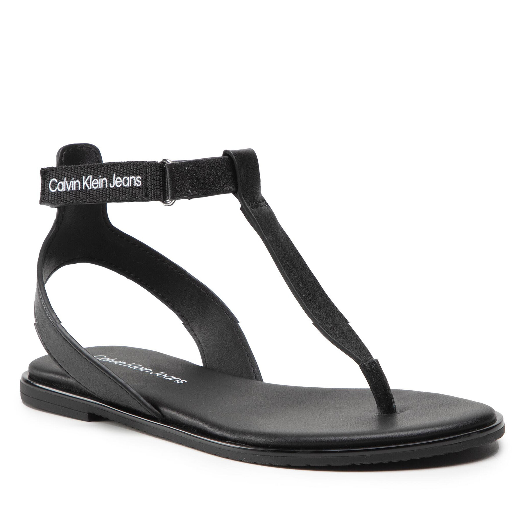 Calvin Klein Jeans Sandali Flat Sandal Toe YW0YW00545 Črna - Pepit.si