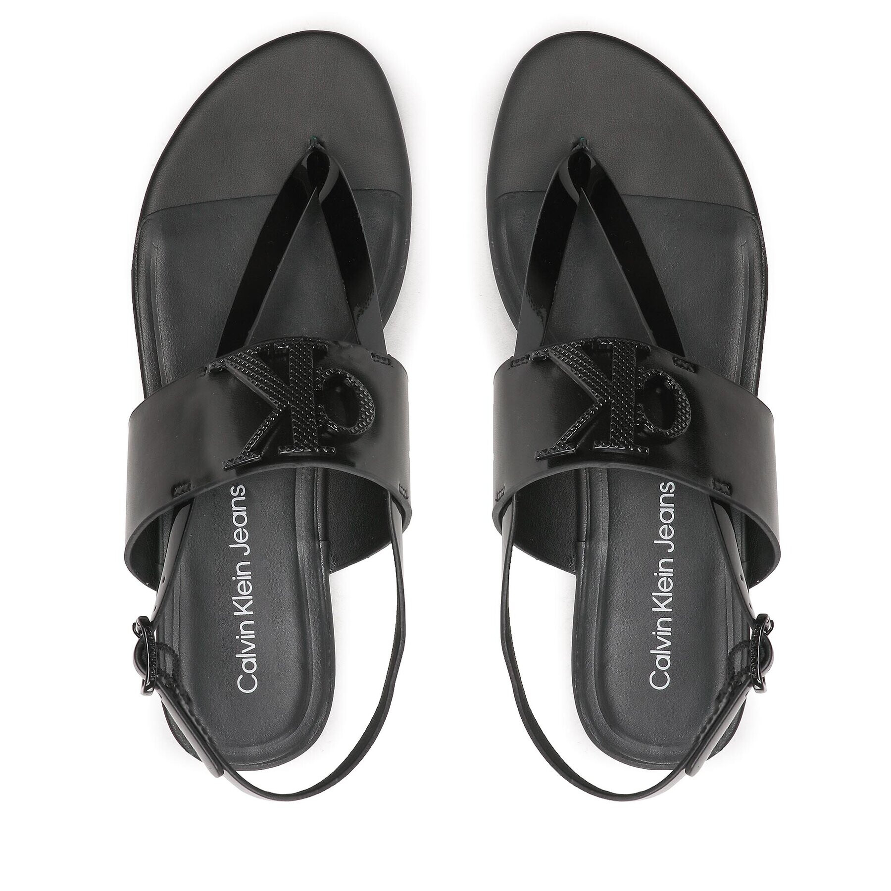 Calvin Klein Jeans Sandali Flat Sandal Toepost Hw YW0YW00953 Črna - Pepit.si