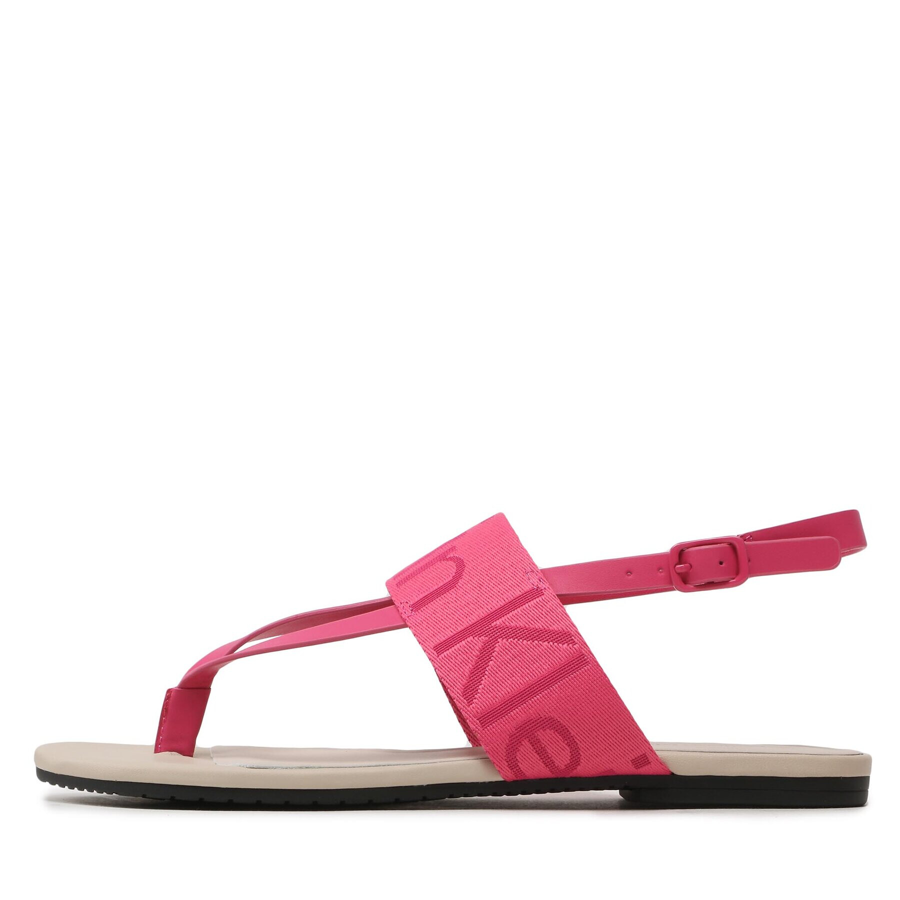 Calvin Klein Jeans Sandali Flat Sandal Toepost Webbing YW0YW00956 Roza - Pepit.si