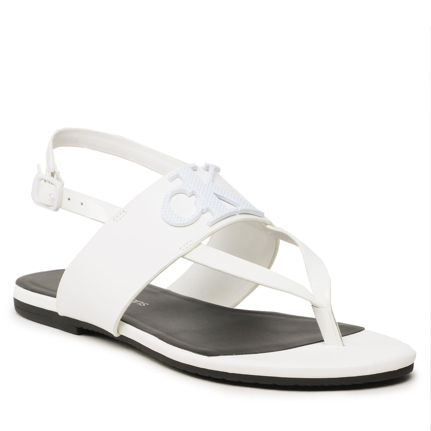 Calvin Klein Jeans Sandali Flat Sndal Toepost Hw YW0YW00953 Bela - Pepit.si