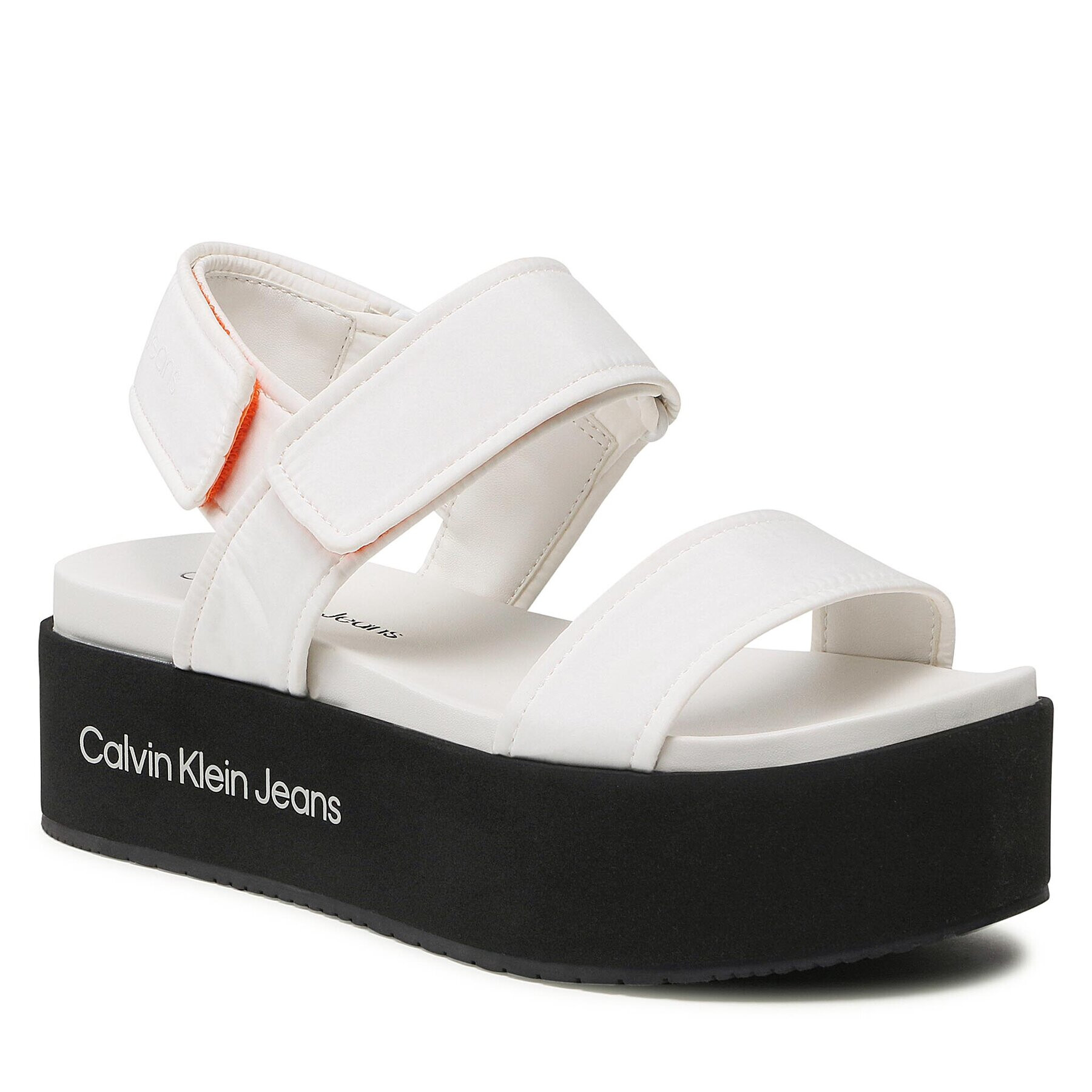 Calvin Klein Jeans Sandali Flatform Sandal Softny YW0YW00965 Bela - Pepit.si